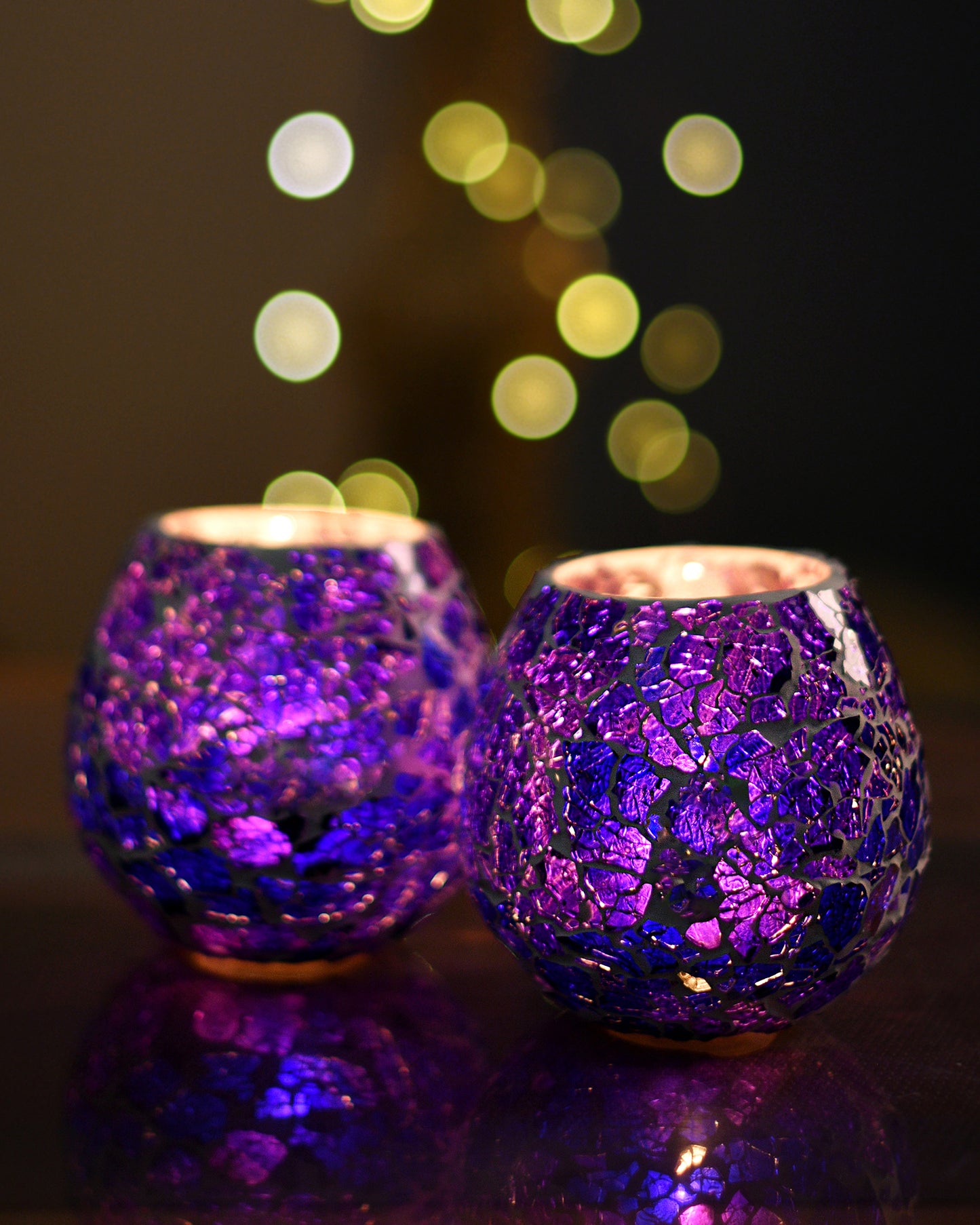 Moroccan Glass Mosaic Candle Holder, Tea Light holder Votive, Set of 2