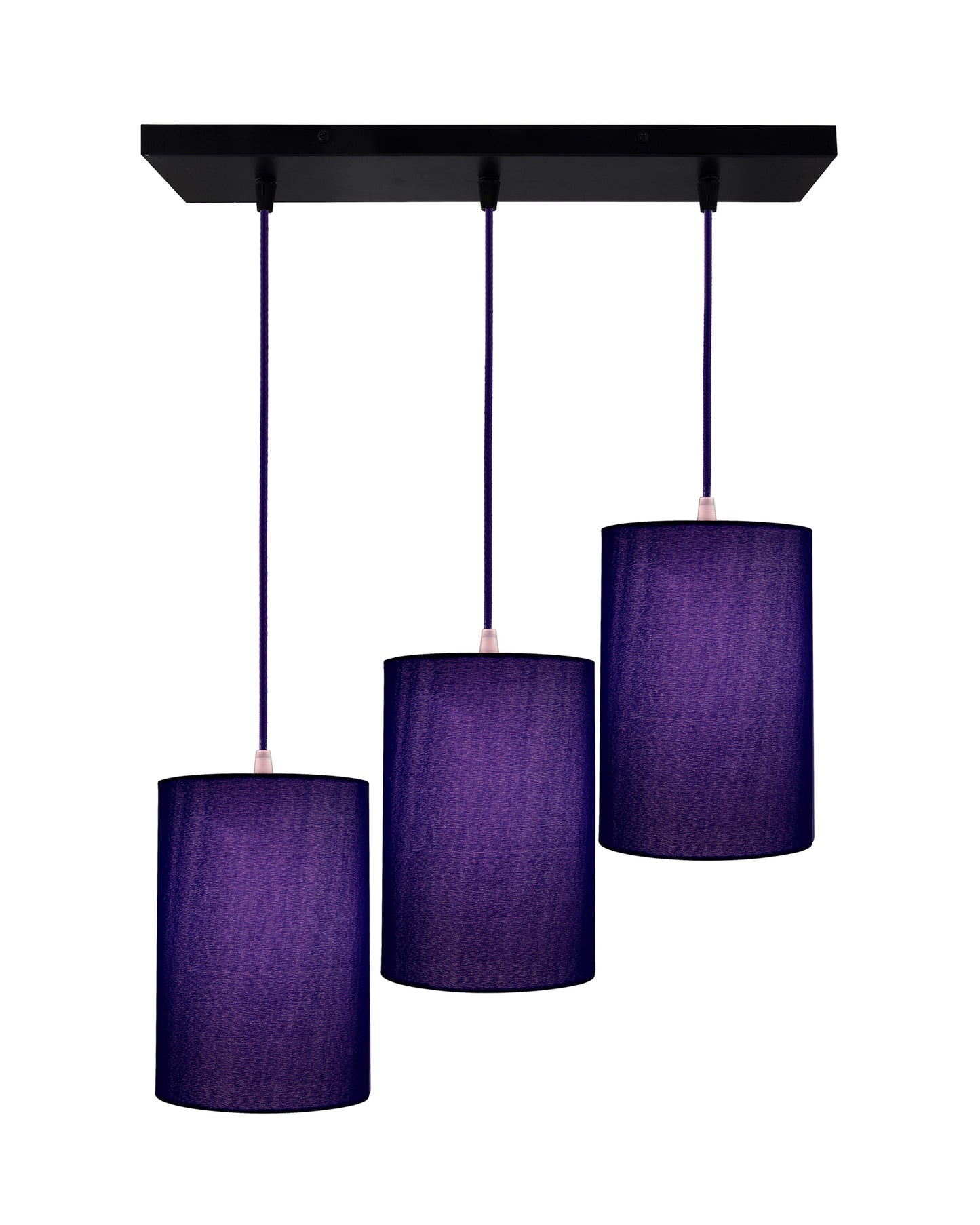 3-Lights Linear Cluster Chandelier Classic Cylinder Hanging Shade Pendant, Decorative, Black, Kitchen Area and Dining Room Light, LED/Filament Light