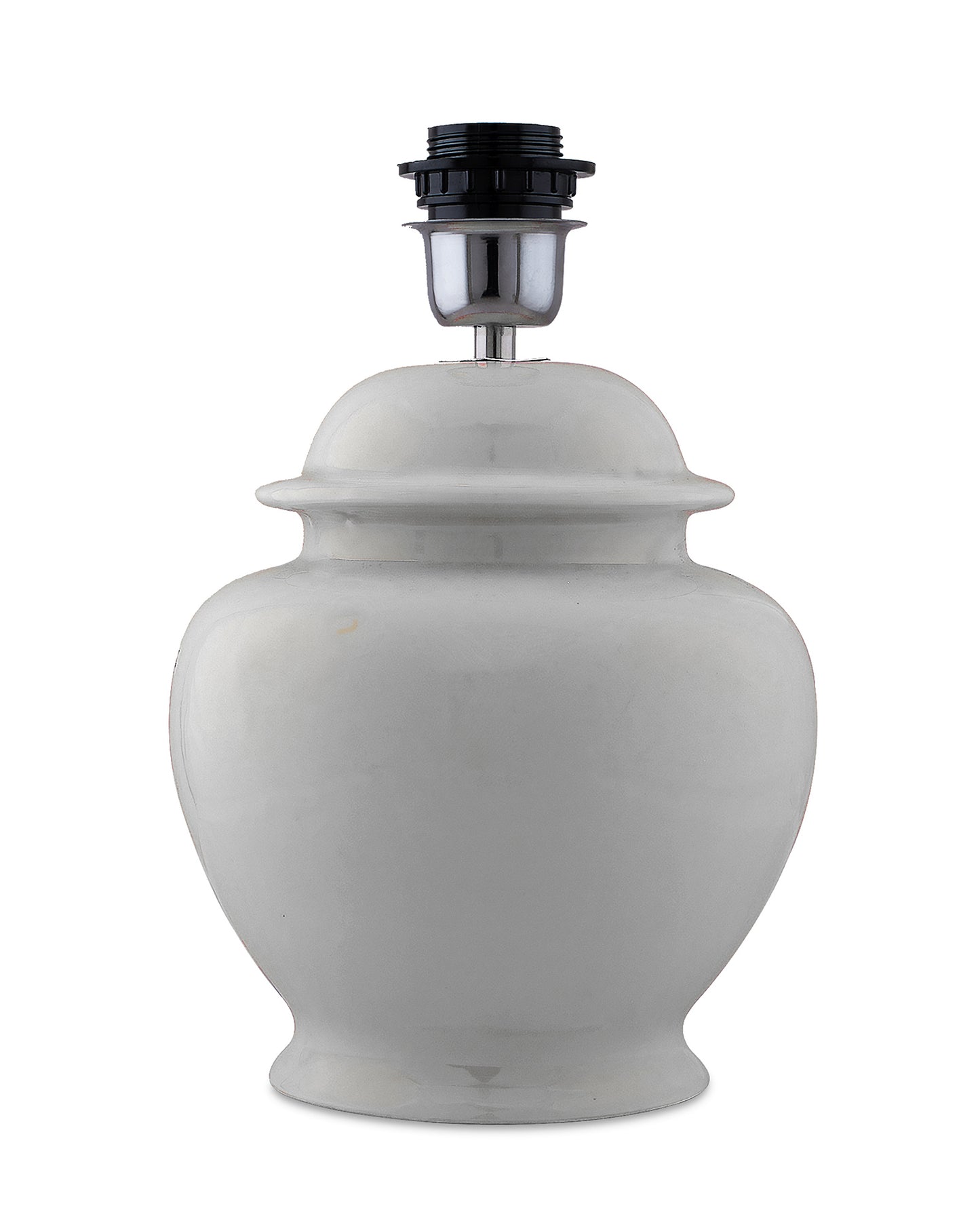 White Glossy Ceramic Pot Shaped Base Table Lamp with White Cone Shade E-27 Bulb
