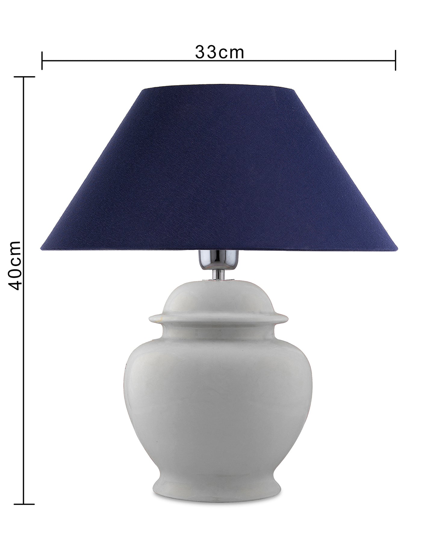 White Glossy Ceramic Pot Shaped Base Table Lamp with White Cone Shade E-27 Bulb