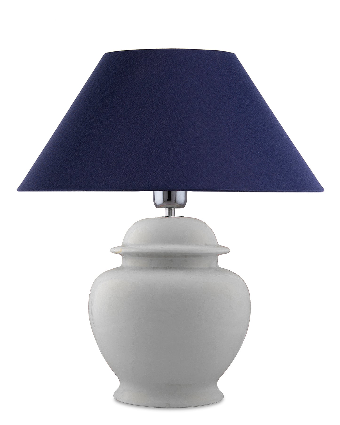 White Glossy Ceramic Pot Shaped Base Table Lamp with White Cone Shade E-27 Bulb