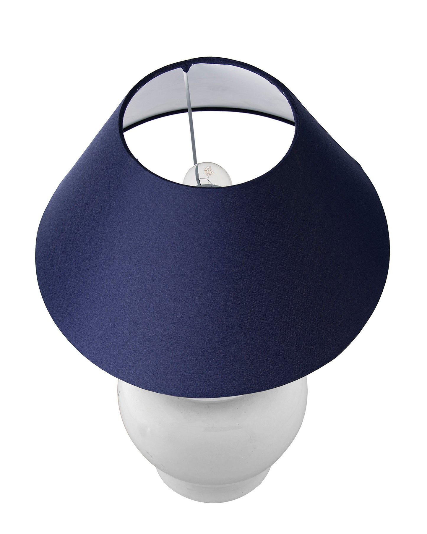 White Glossy Ceramic Pot Shaped Base Table Lamp with White Cone Shade E-27 Bulb