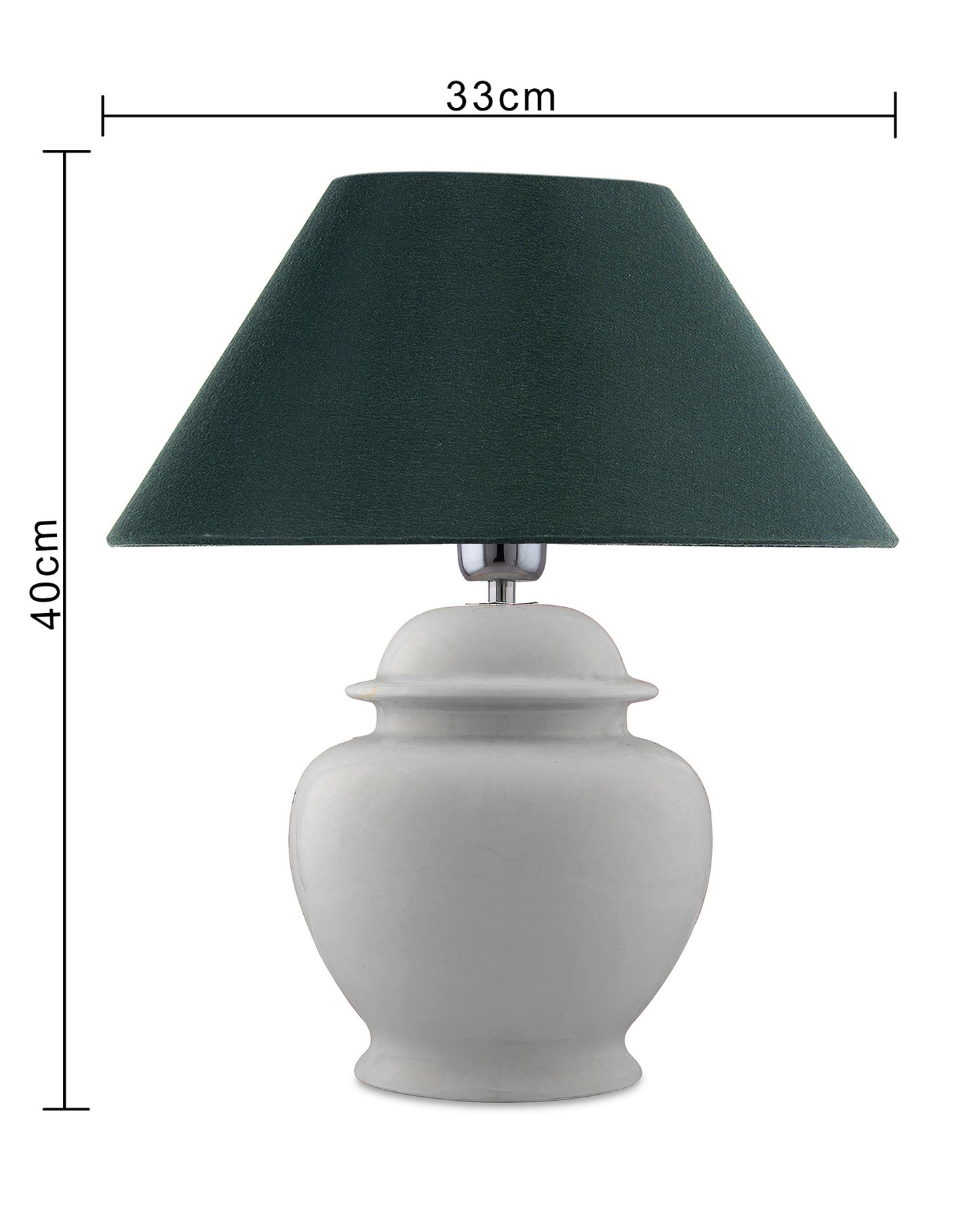 White Glossy Ceramic Pot Shaped Base Table Lamp with White Cone Shade E-27 Bulb