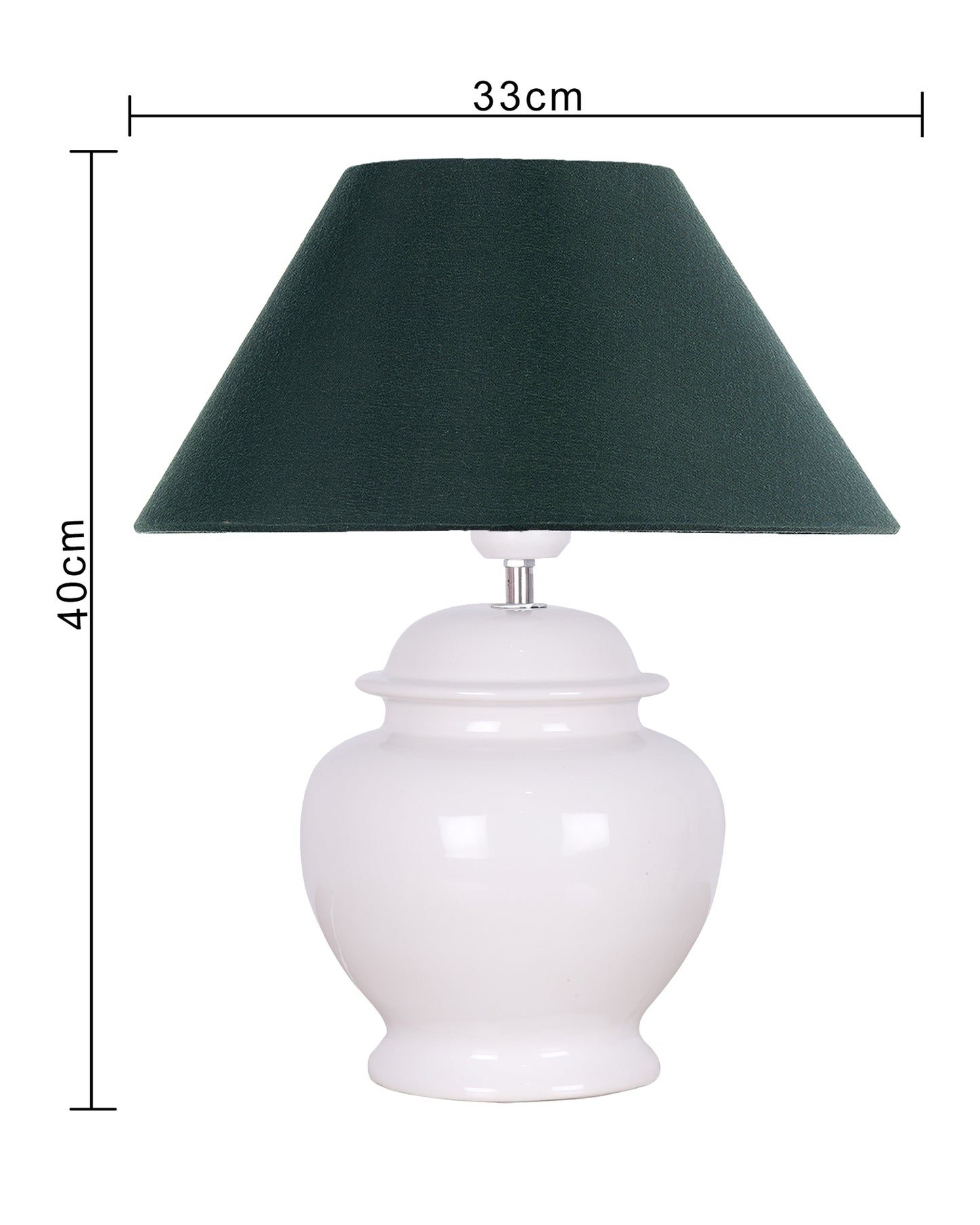 White Glossy Ceramic Pot Shaped Base Table Lamp with White Cone Shade E-27 Bulb