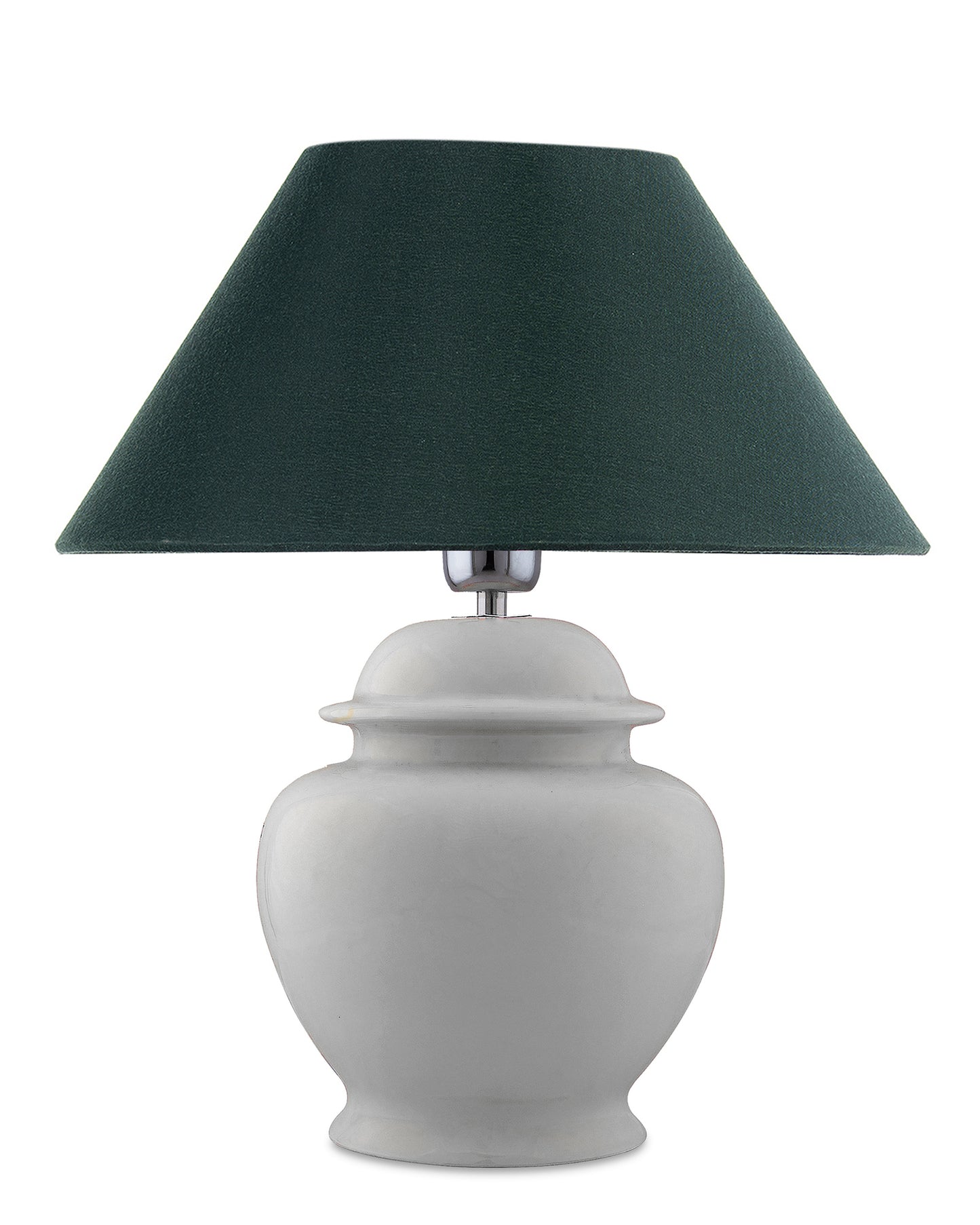 White Glossy Ceramic Pot Shaped Base Table Lamp with White Cone Shade E-27 Bulb