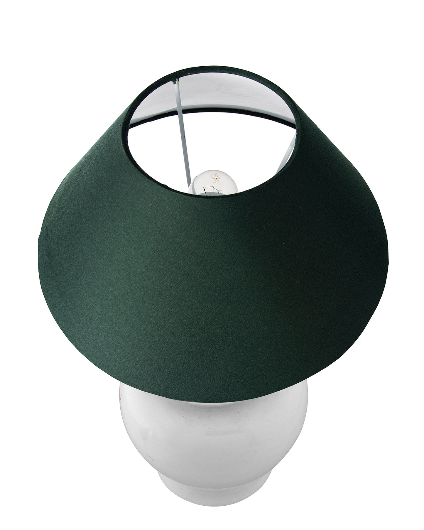 White Glossy Ceramic Pot Shaped Base Table Lamp with White Cone Shade E-27 Bulb
