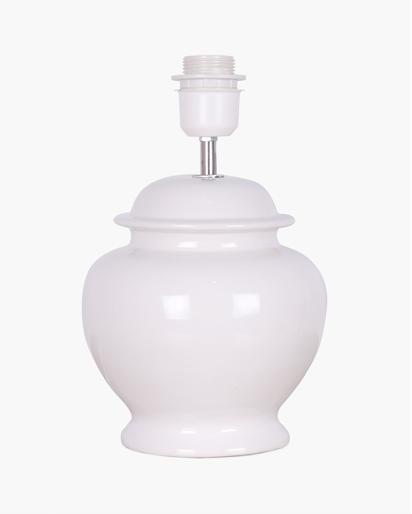 White Glossy Ceramic Pot Shaped Base Table Lamp with White Cone Shade E-27 Bulb
