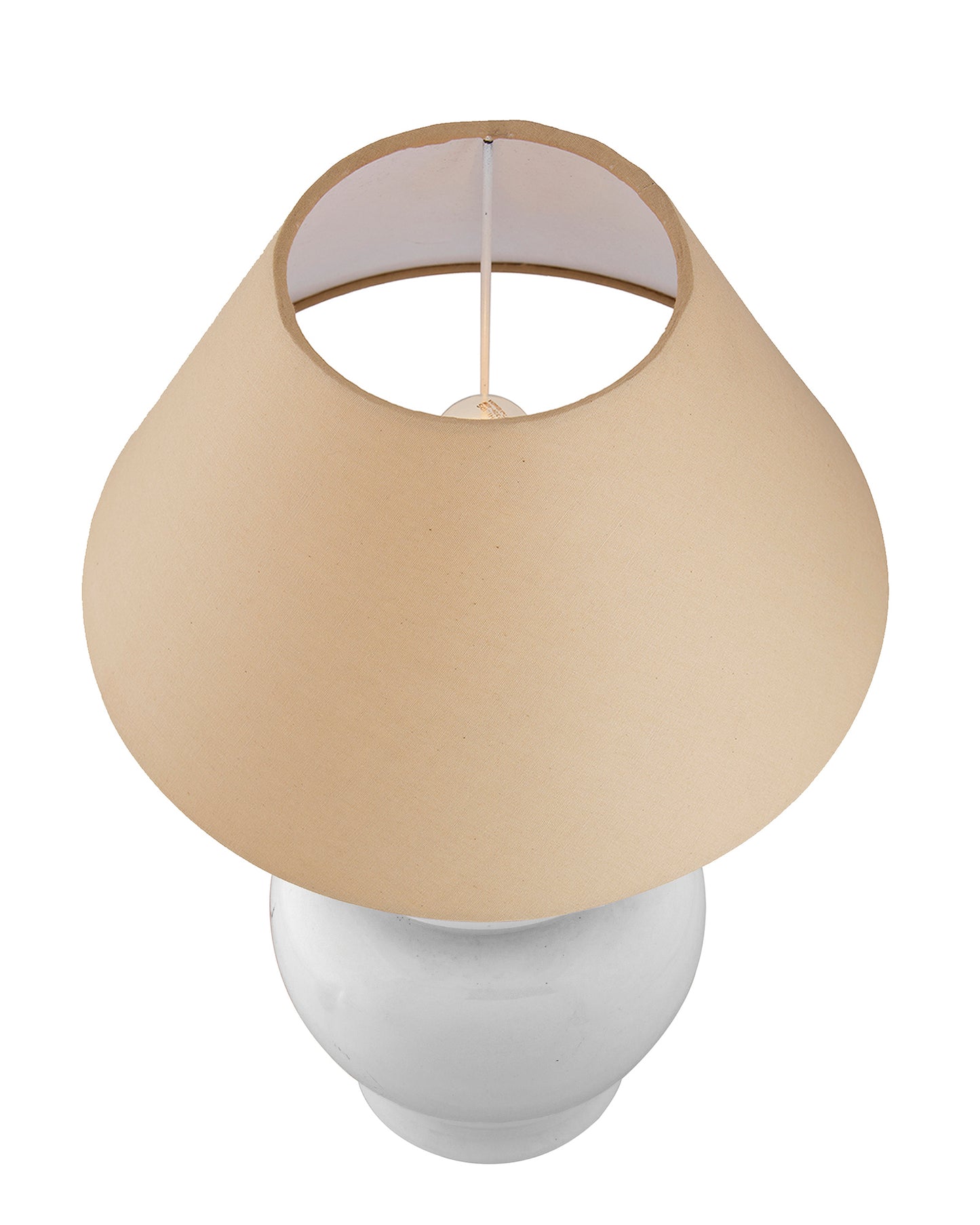 White Glossy Ceramic Pot Shaped Base Table Lamp with White Cone Shade E-27 Bulb