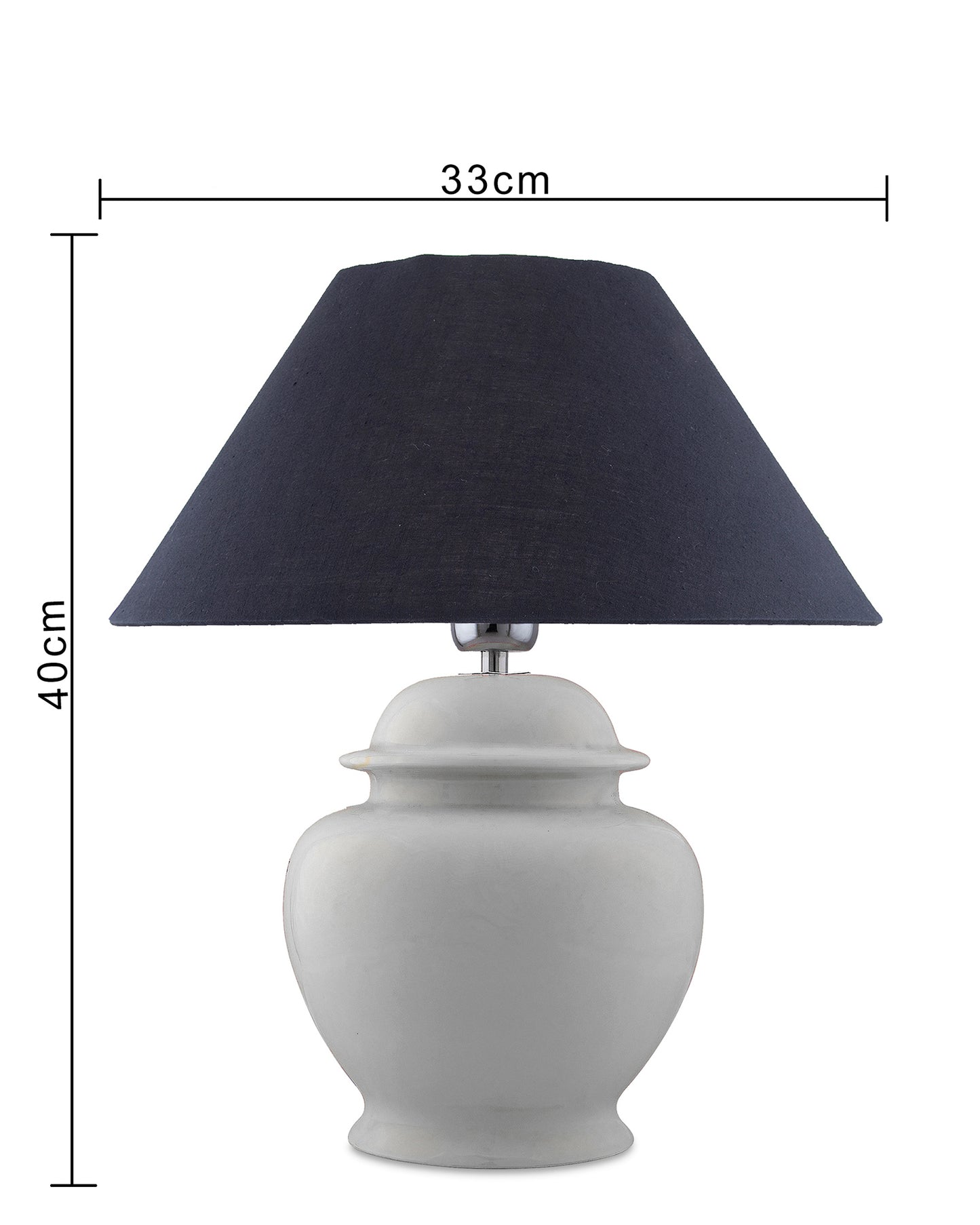 White Glossy Ceramic Pot Shaped Base Table Lamp with White Cone Shade E-27 Bulb