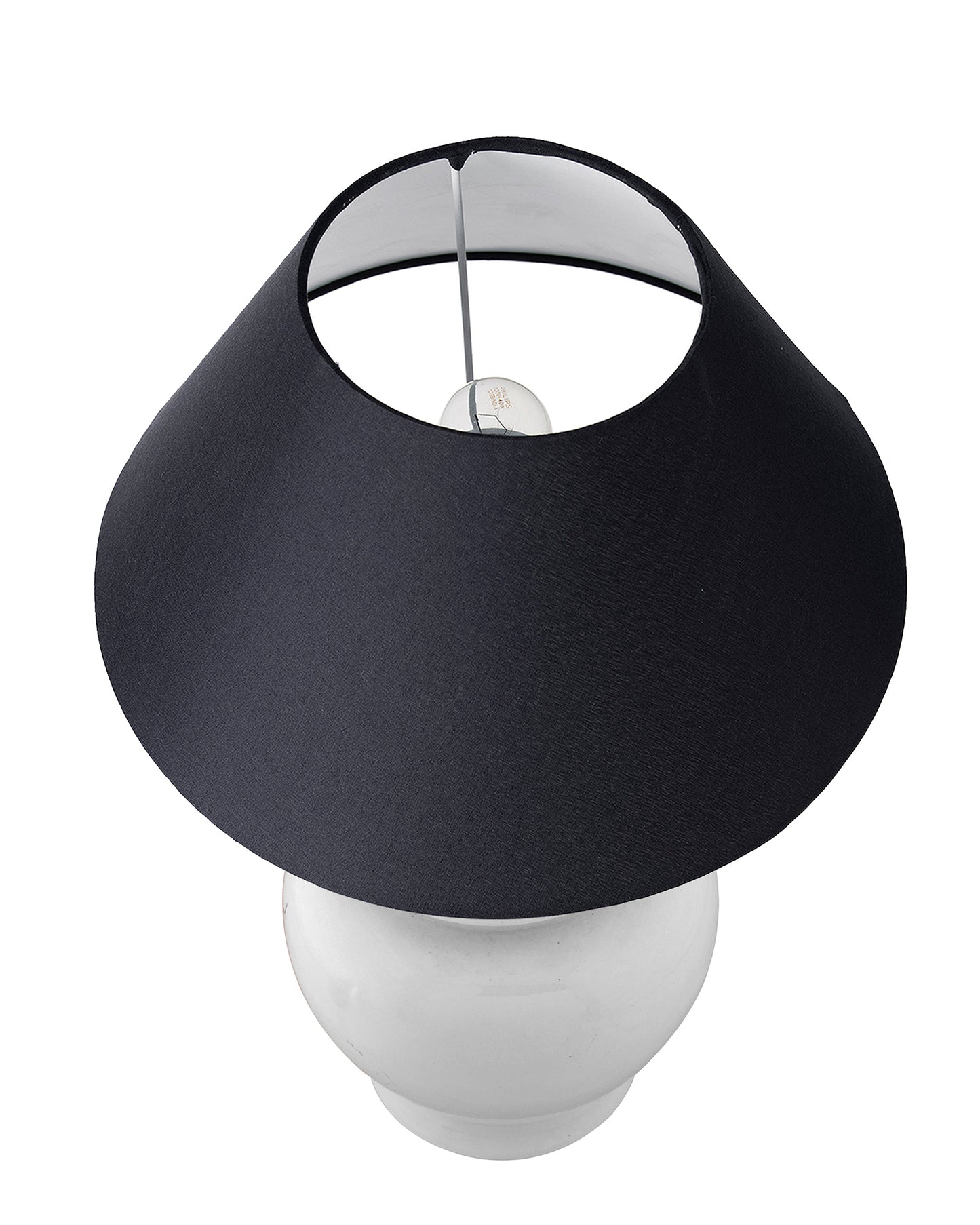 White Glossy Ceramic Pot Shaped Base Table Lamp with White Cone Shade E-27 Bulb
