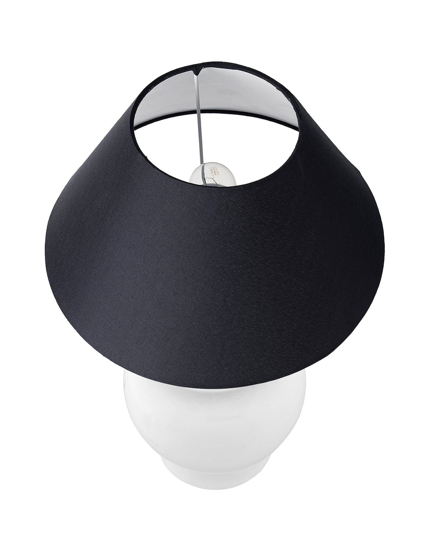 White Glossy Ceramic Pot Shaped Base Table Lamp with White Cone Shade E-27 Bulb