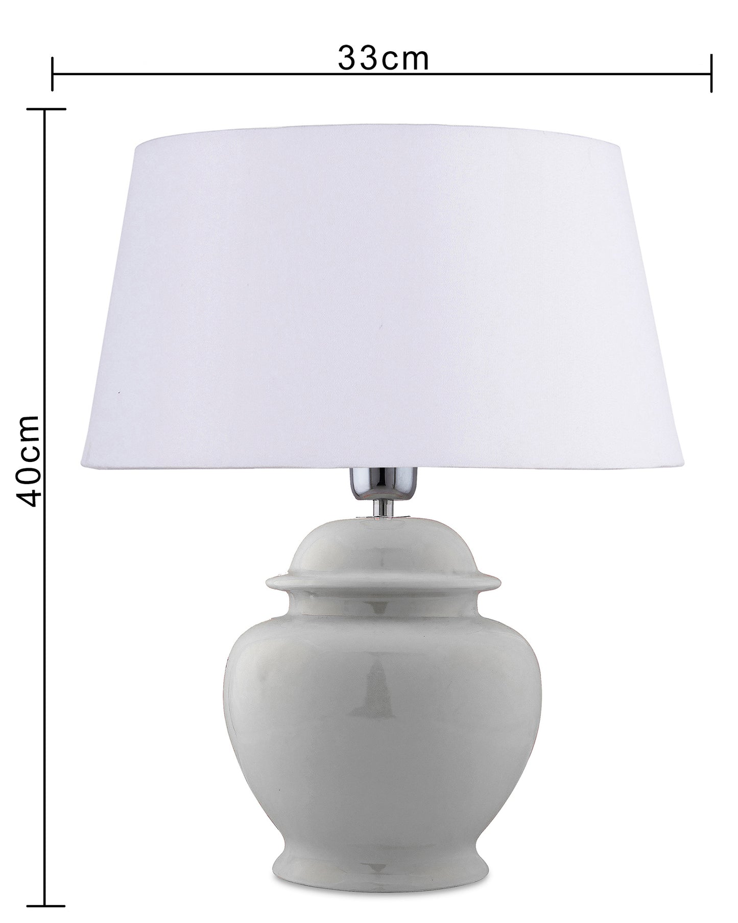Ceramic Pot Shaped Base White Table Lamp with Drum Shade, LED Bulb