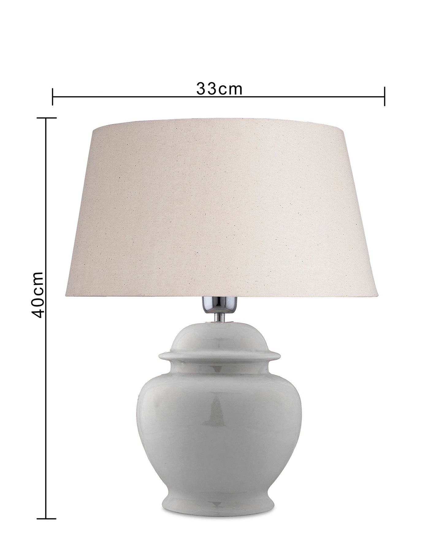Ceramic Pot Shaped Base White Table Lamp with Drum Shade, LED Bulb
