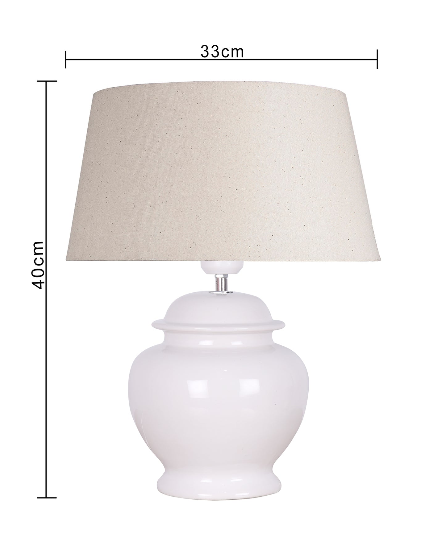 Ceramic Pot Shaped Base White Table Lamp with Drum Shade, LED Bulb