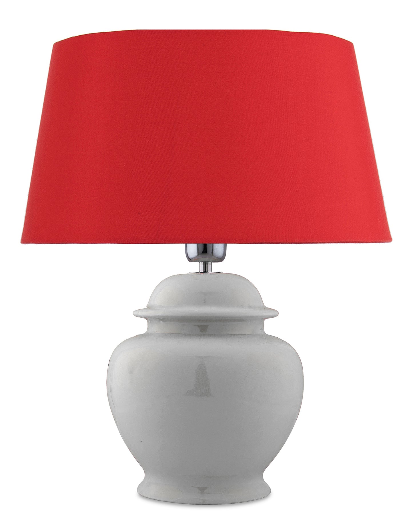 Ceramic Pot Shaped Base White Table Lamp with Drum Shade, LED Bulb
