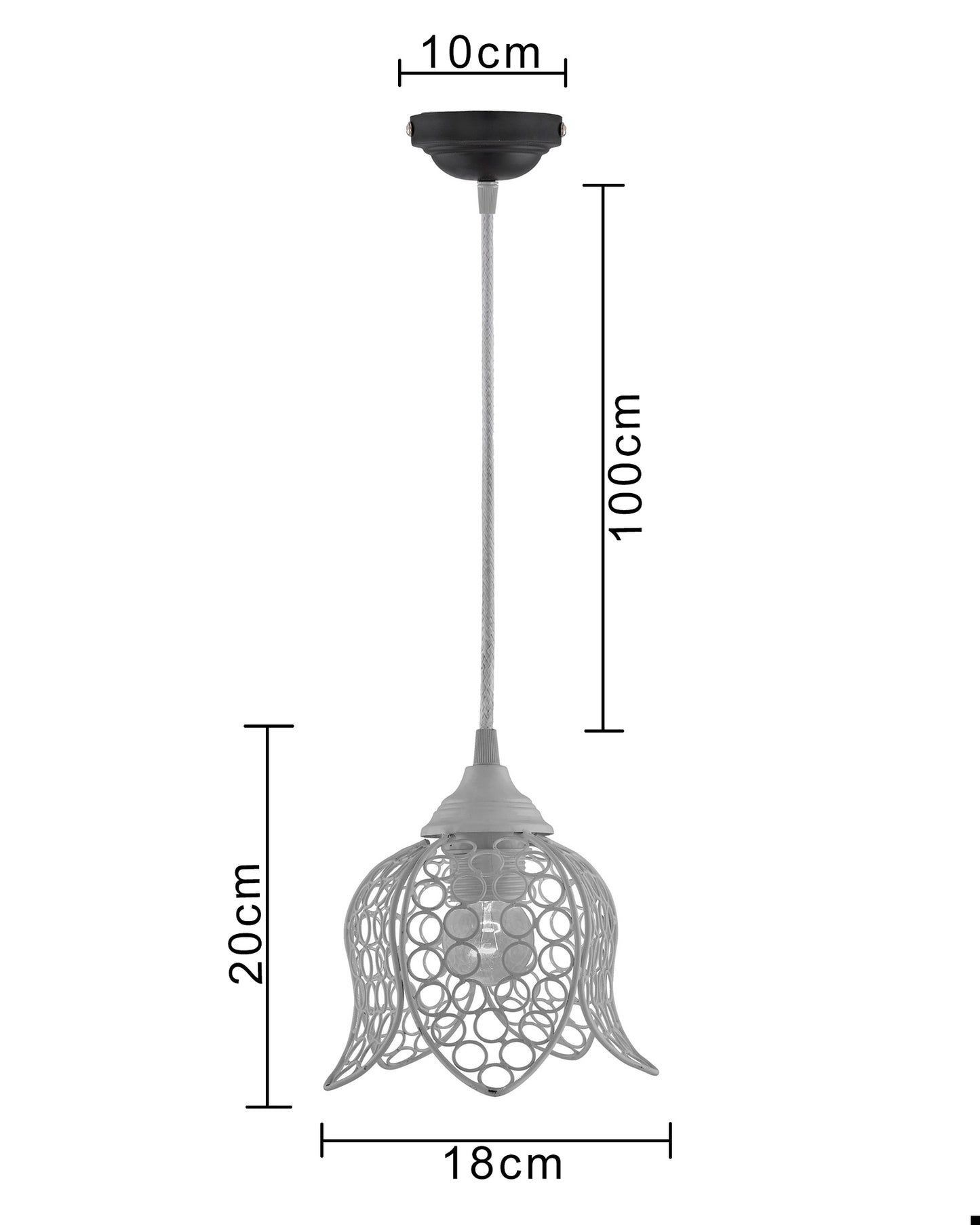 Hanging White Steel lotus light, hanging light and fixture