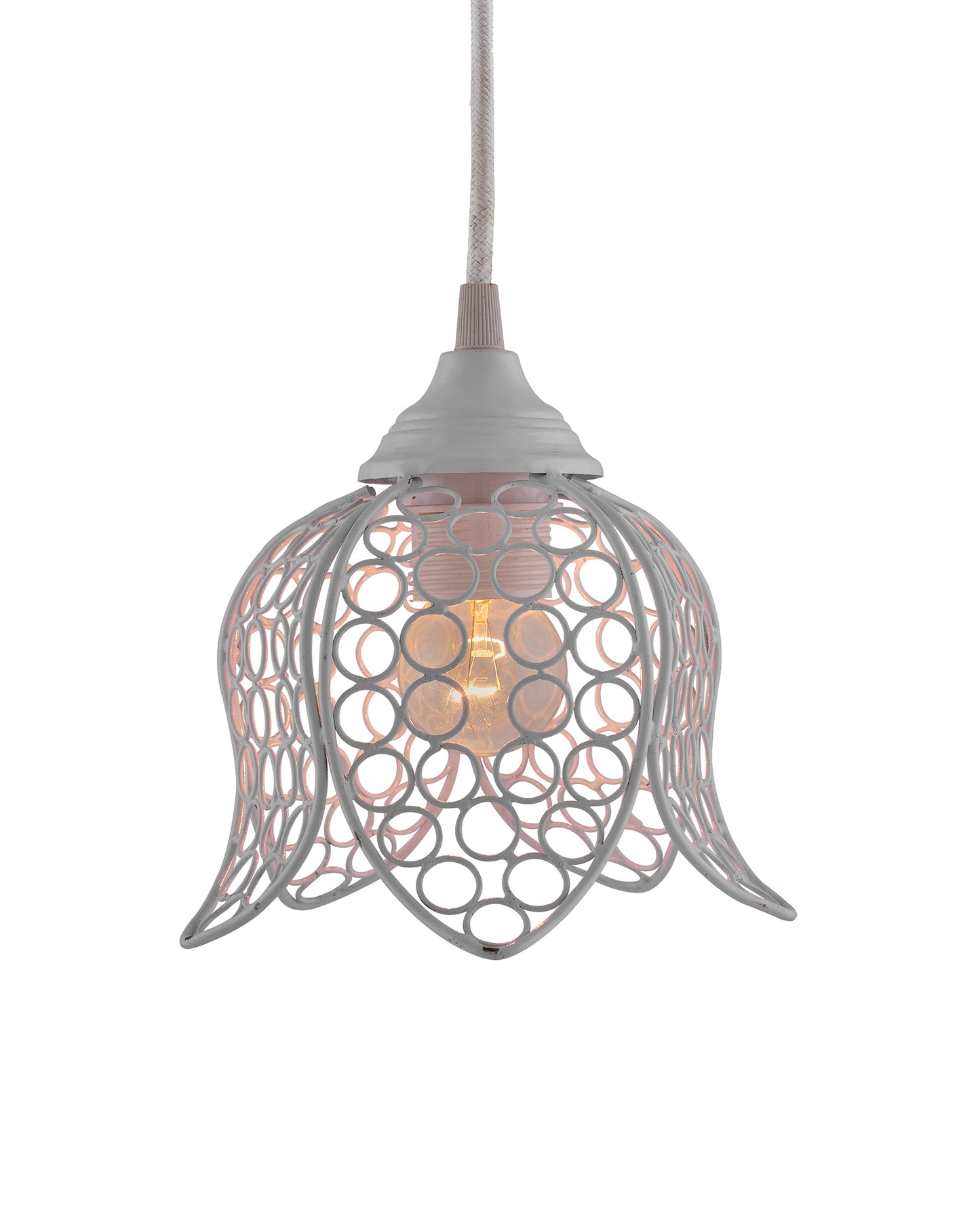 Hanging White Steel lotus light, hanging light and fixture