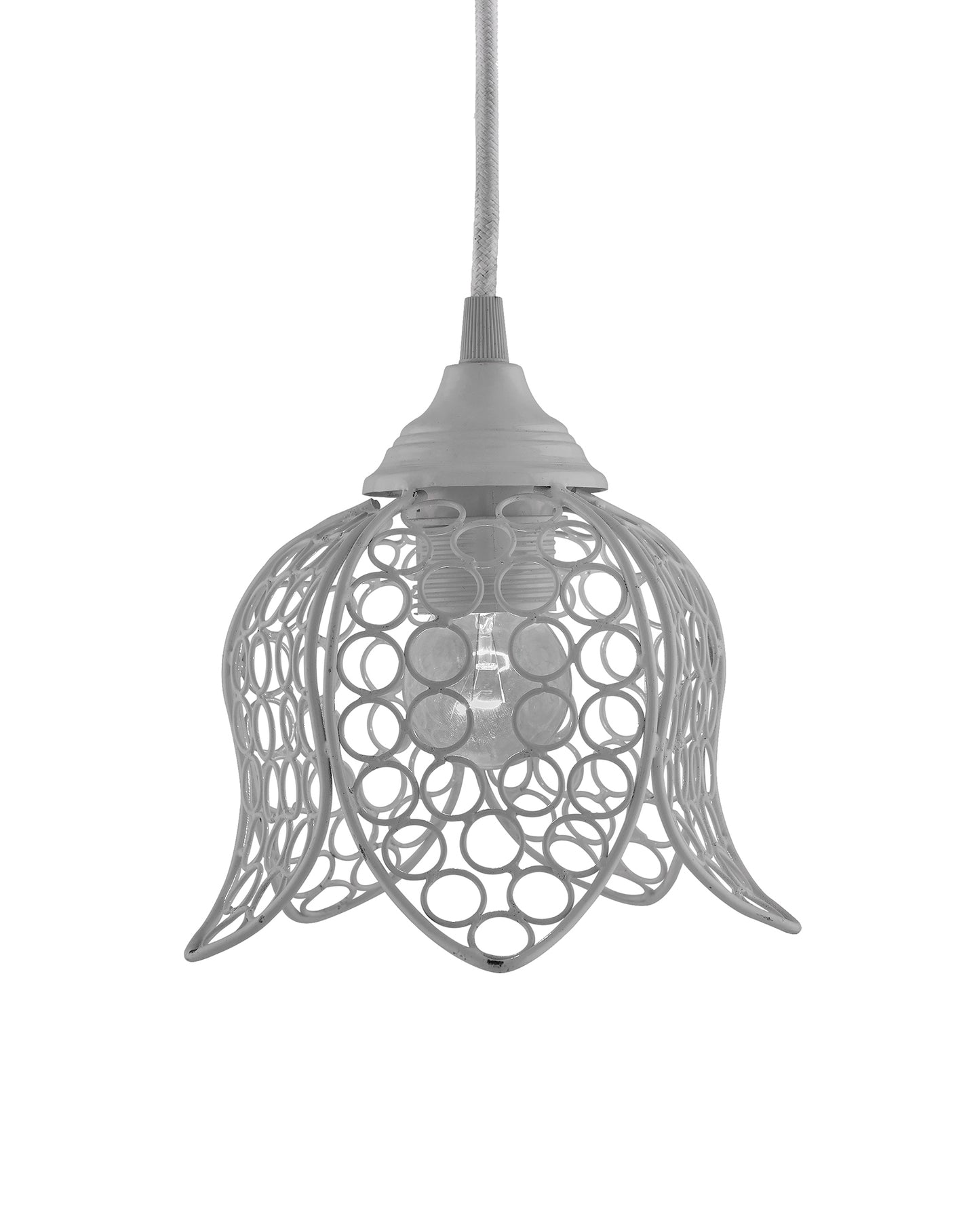Hanging White Steel lotus light, hanging light and fixture