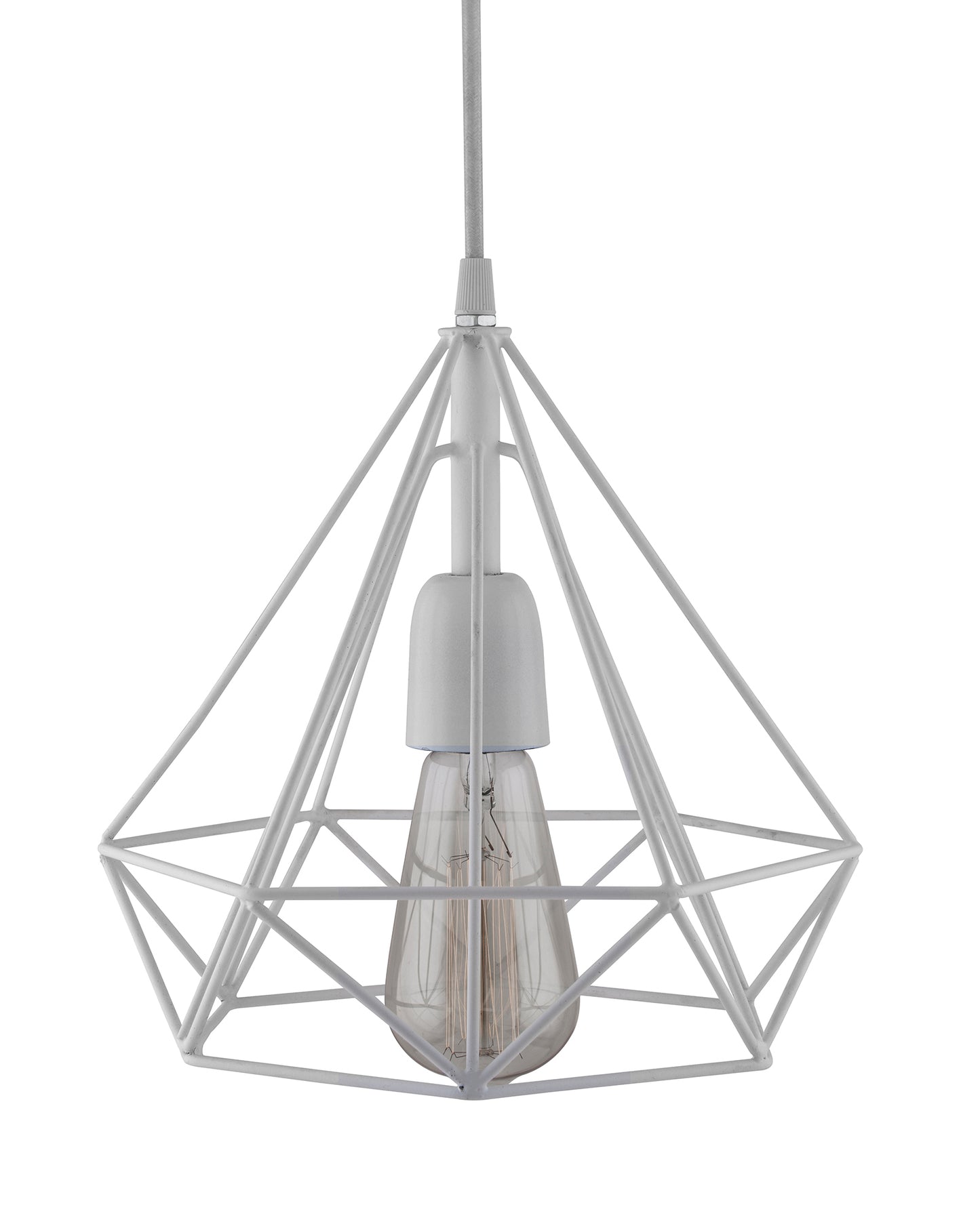 White Edison Filament Hanging DIAMOND caged, E27 Holder,ceiling light for LED/filament bulb, Decorative, Urban Retro style, Black color metal