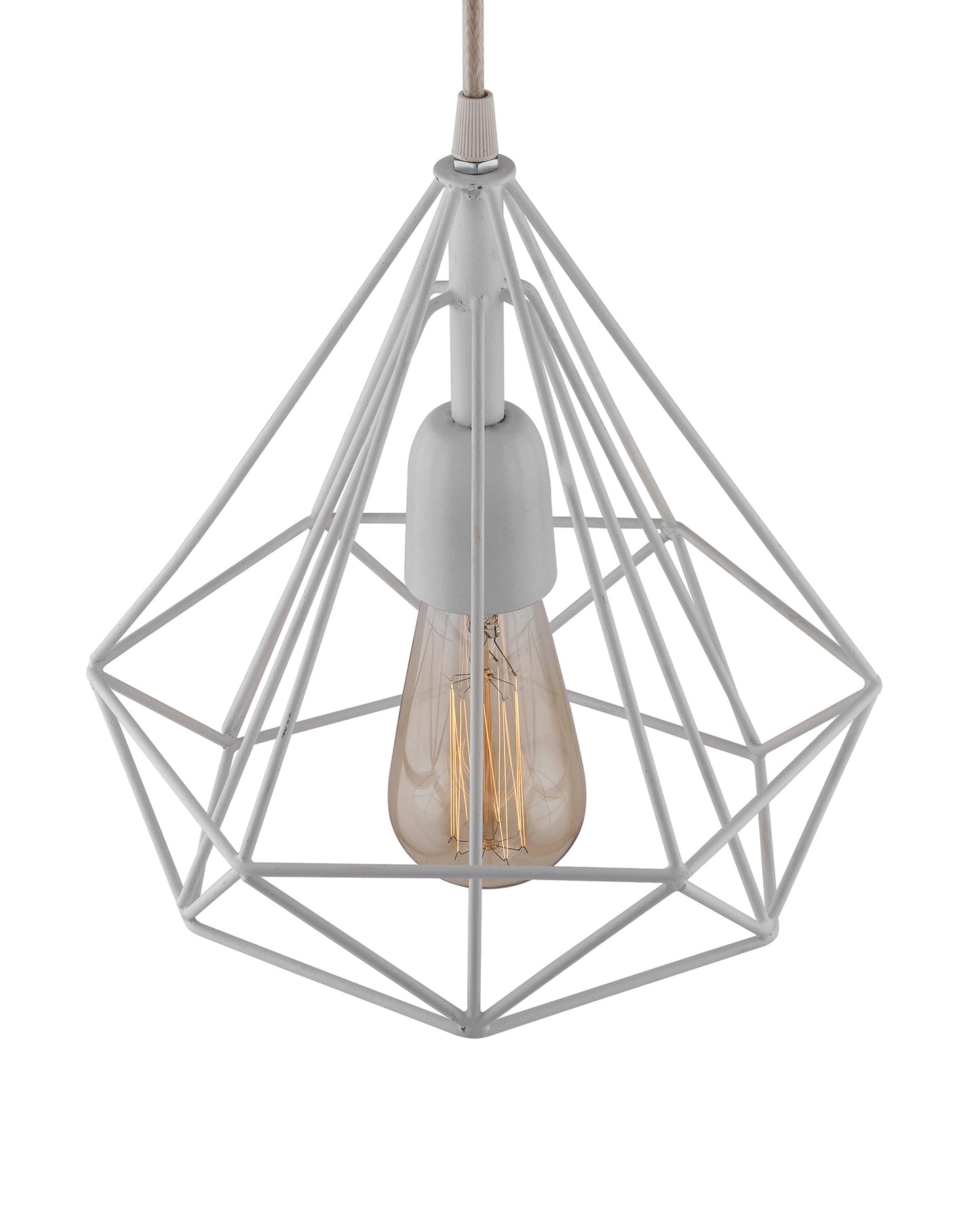 White Edison Filament Hanging DIAMOND caged, E27 Holder,ceiling light for LED/filament bulb, Decorative, Urban Retro style, Black color metal
