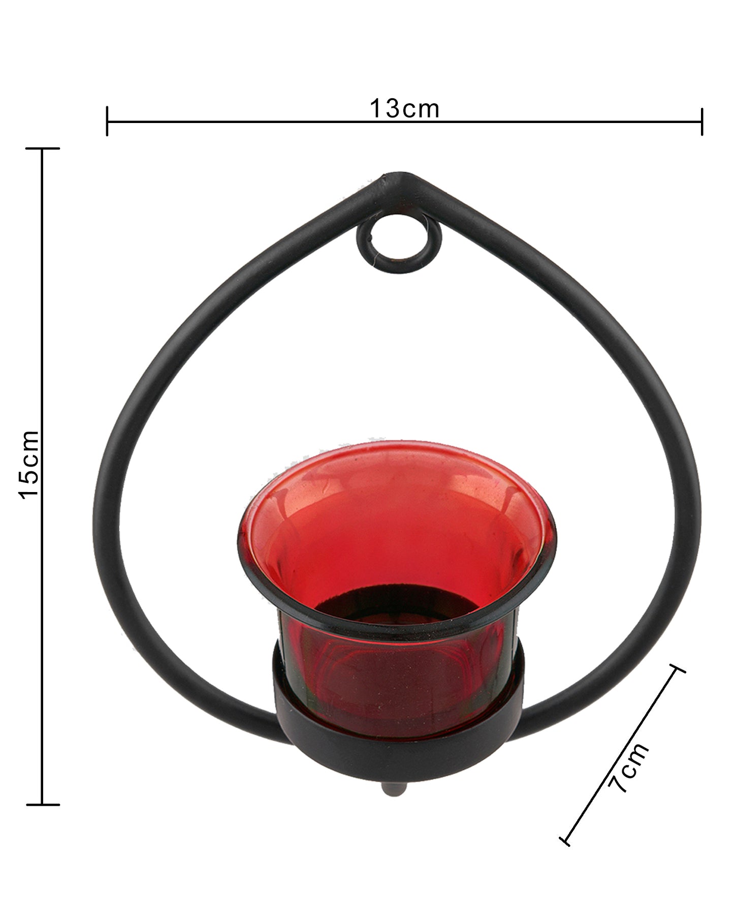 Set of 2 Decorative Black Drop Wall Sconce/Candle Holder With Glass and Free T-light Candles