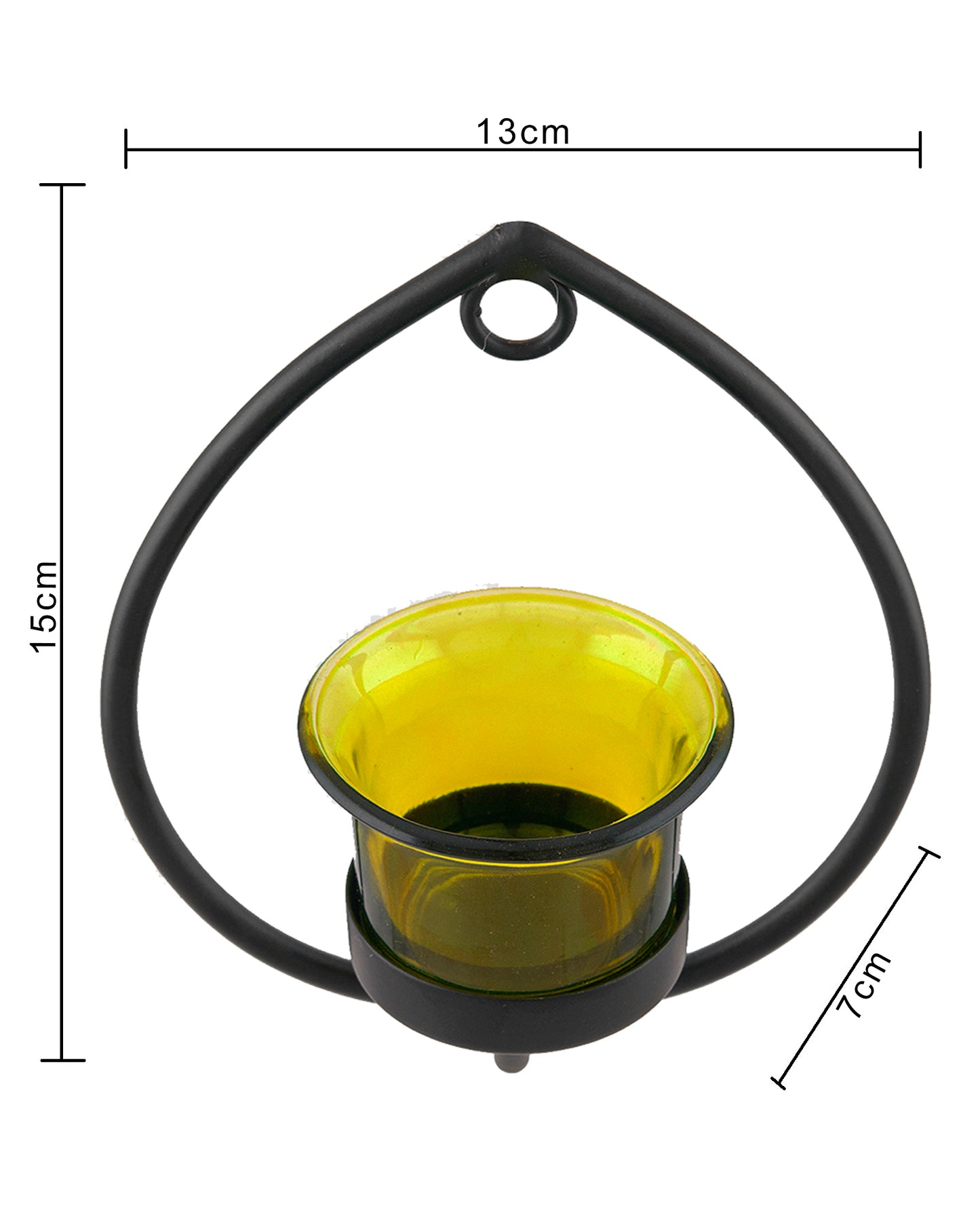 Set of 2 Decorative Black Drop Wall Sconce/Candle Holder With Glass and Free T-light Candles