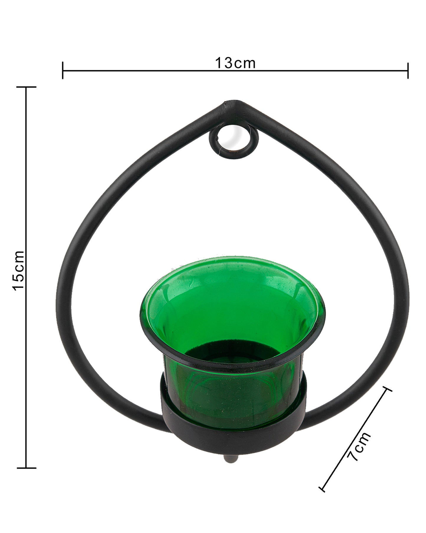 Set of 2 Decorative Black Drop Wall Sconce/Candle Holder With Glass and Free T-light Candles