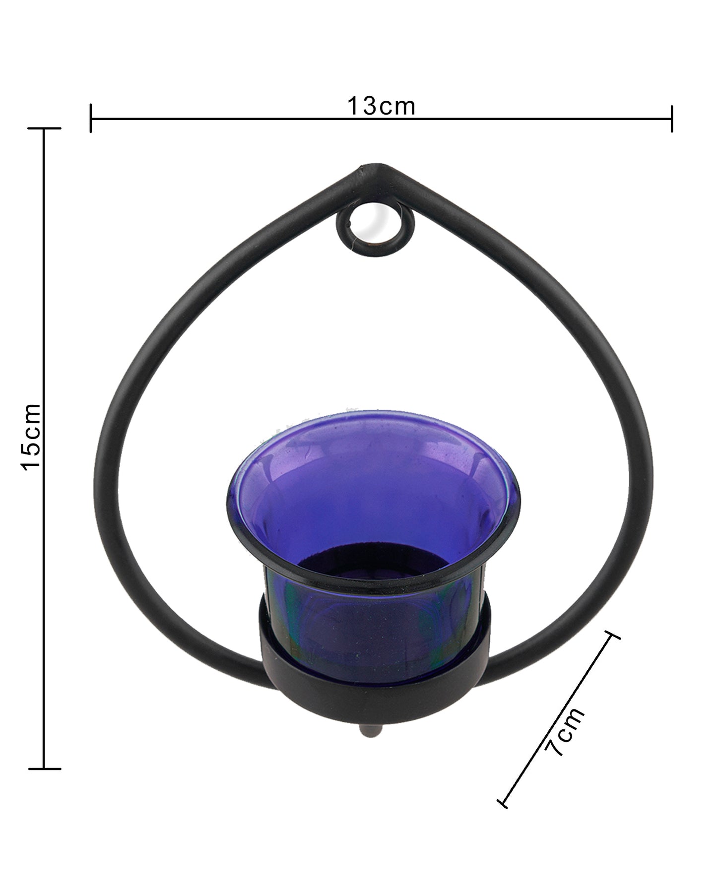 Set of 2 Decorative Black Drop Wall Sconce/Candle Holder With Glass and Free T-light Candles