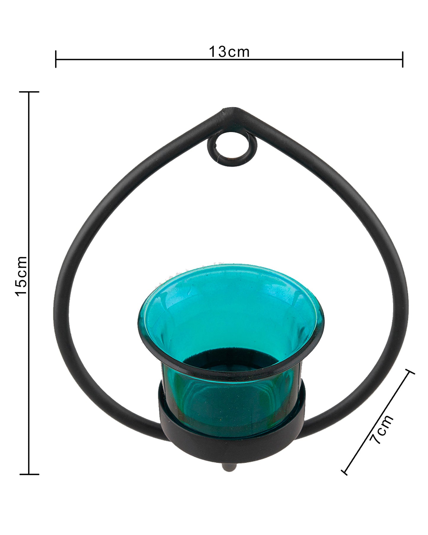 Set of 2 Decorative Black Drop Wall Sconce/Candle Holder With Glass and Free T-light Candles