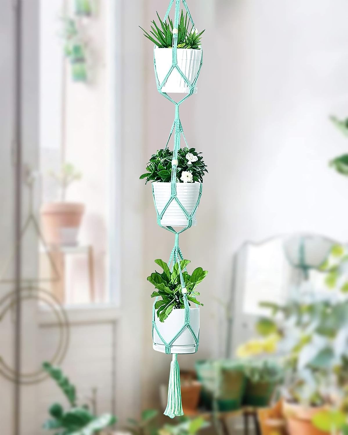 macrame triple plant hanger Macrame plant hanger, plant hangers indoor, hanging planters, Handmade – Homesake.in