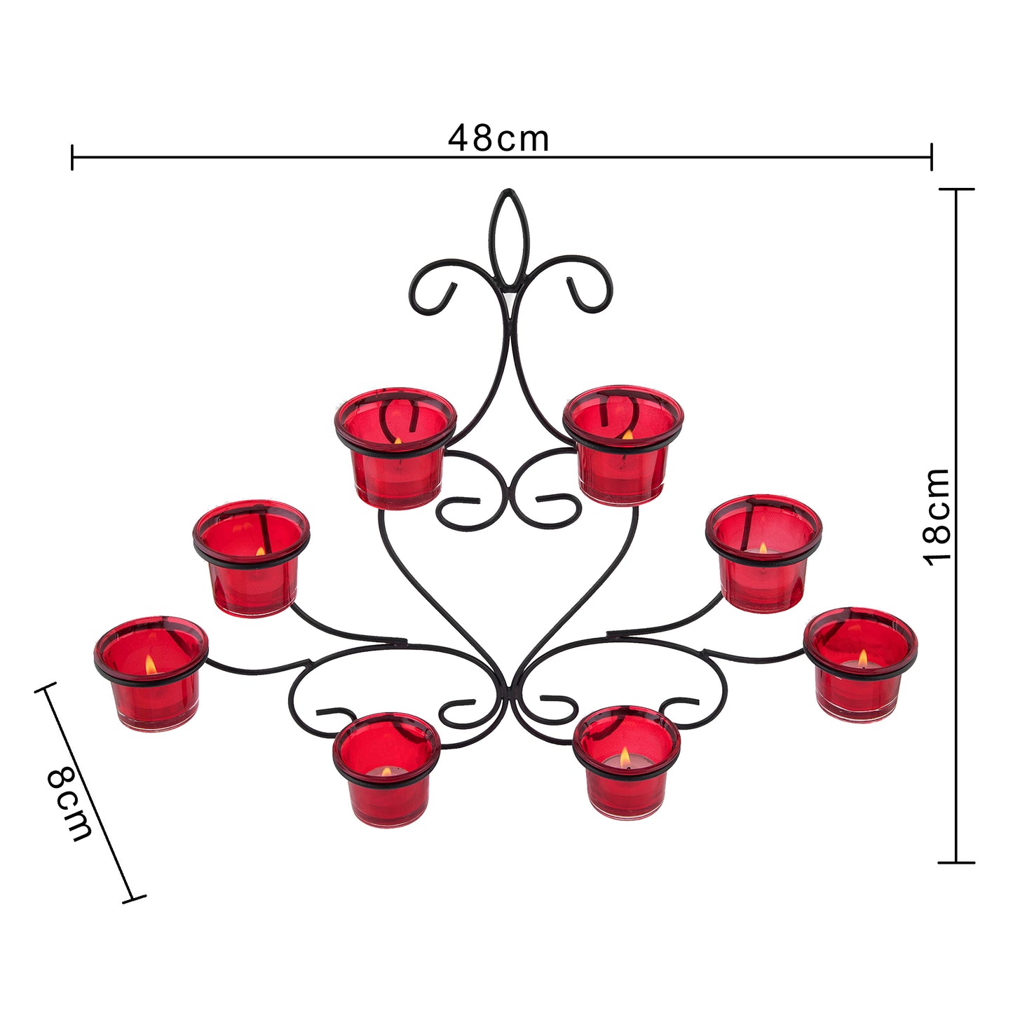 8-Votive Chic Black Iron Wall Sconce Candle Holder, Candle Wall art