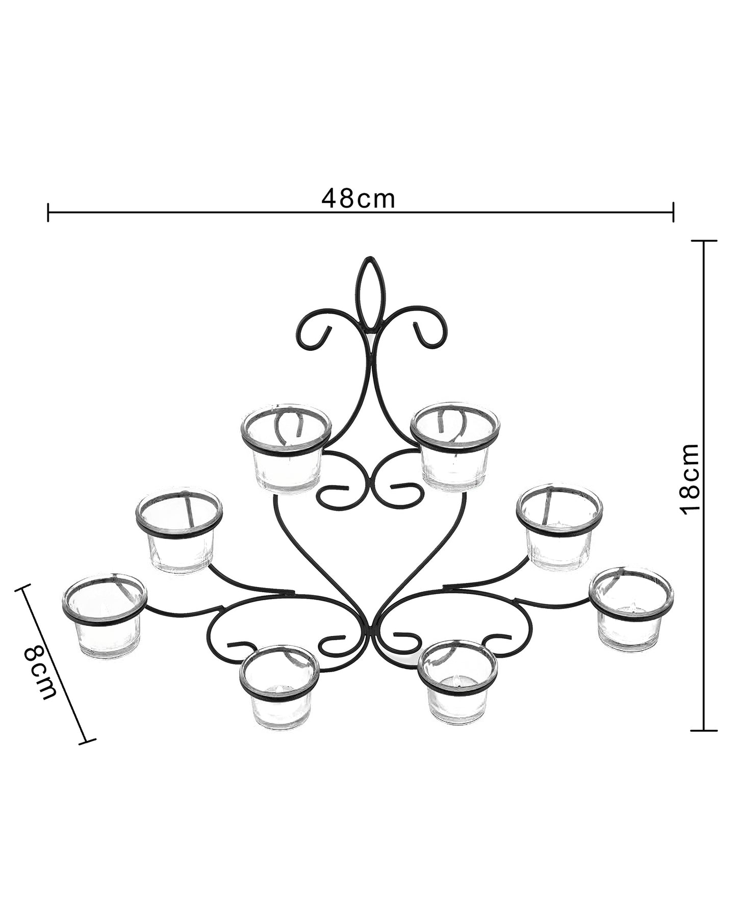 8-Votive Chic Black Iron Wall Sconce Candle Holder, Candle Wall art