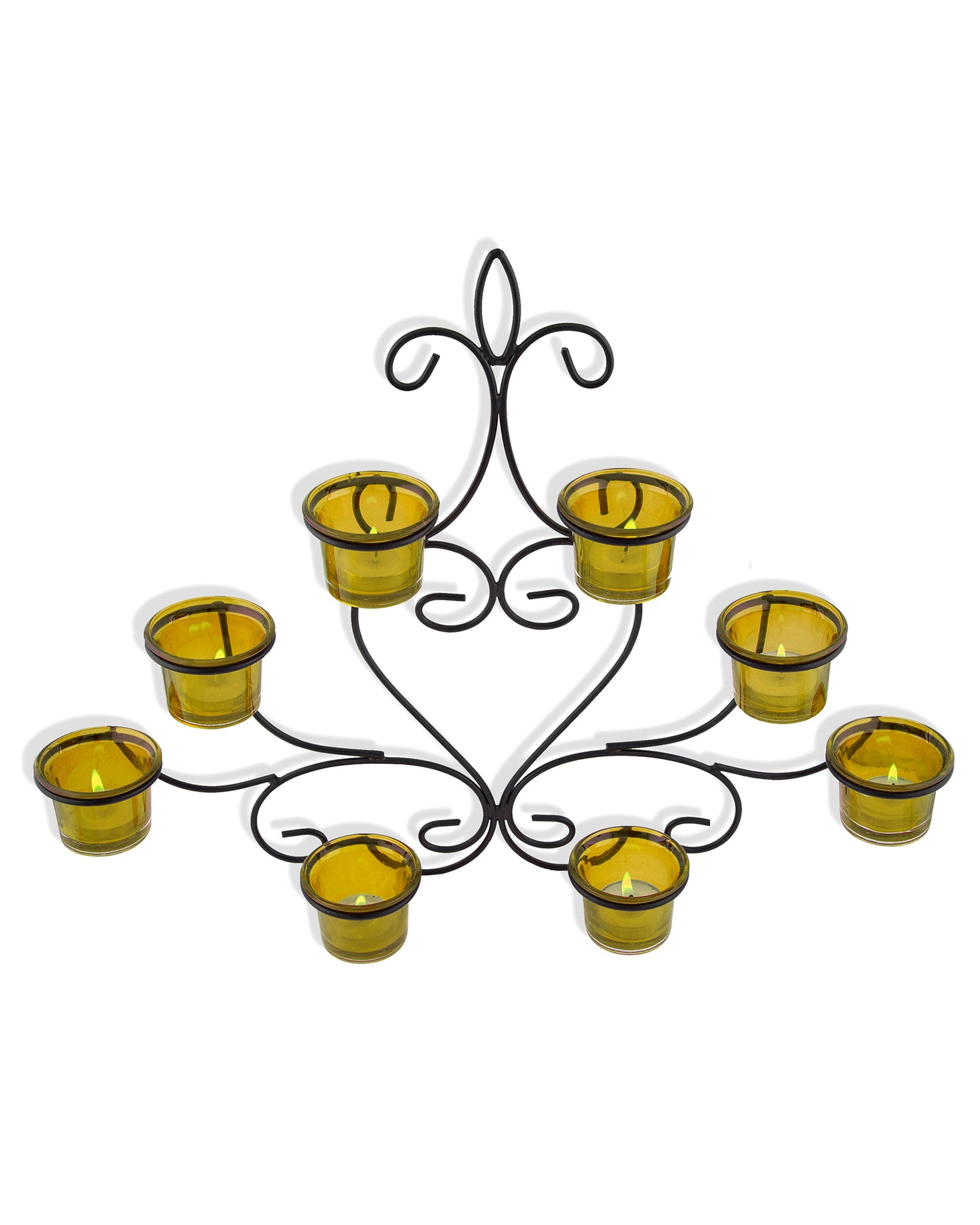 8-Votive Chic Black Iron Wall Sconce Candle Holder, Candle Wall art