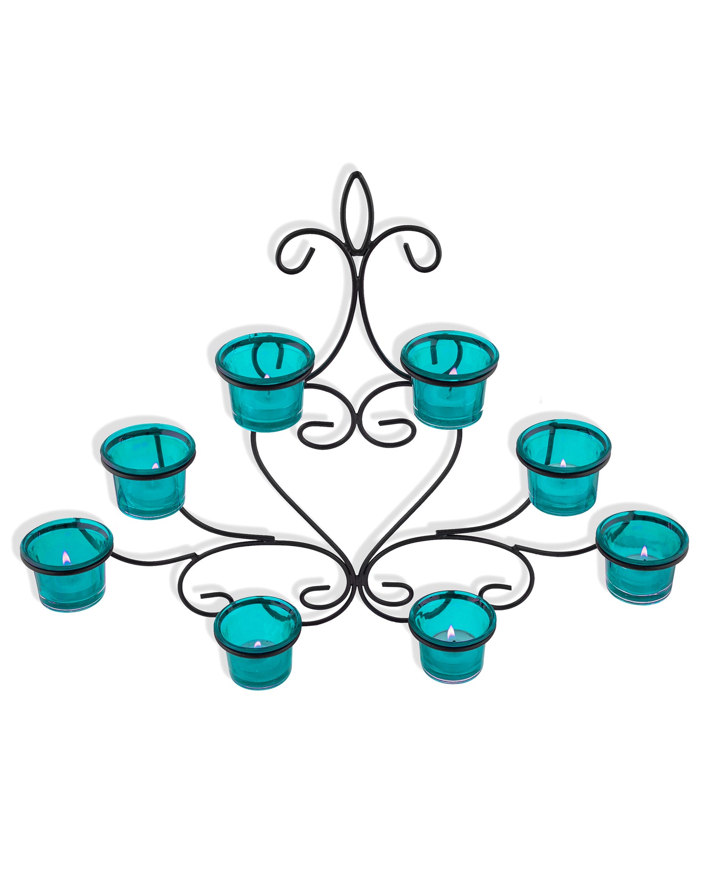 8-Votive Chic Black Iron Wall Sconce Candle Holder, Candle Wall art