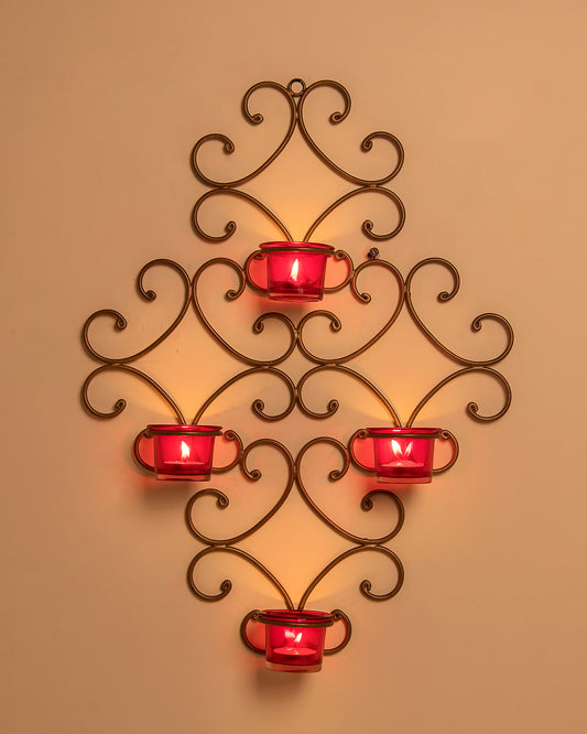 4-Votive Victorian Black Iron Wall Sconce Candle Holder,Candle Wall art