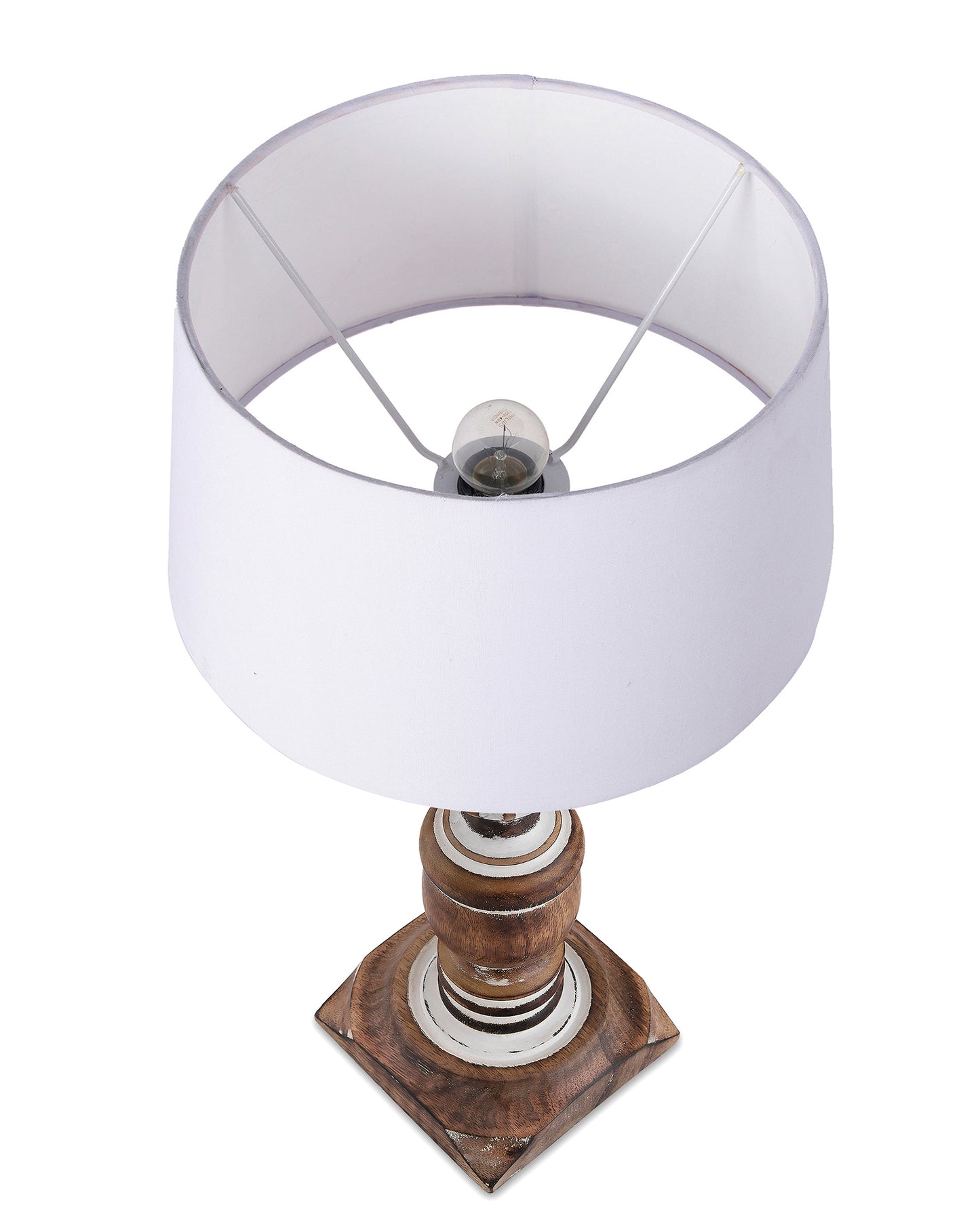 Antique White French Trophy Carved Table lamp with Empire Drum Shade