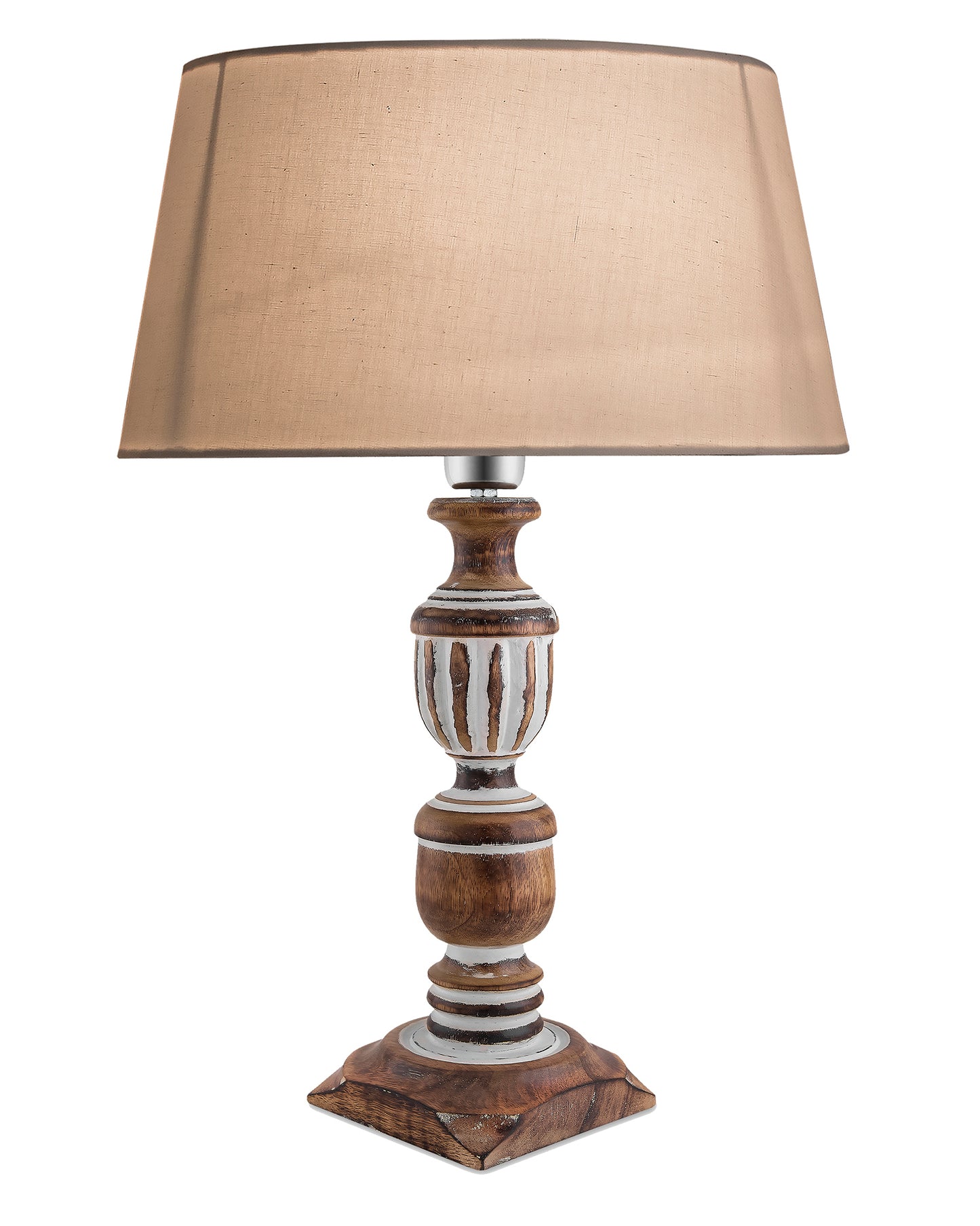 Antique White French Trophy Carved Table lamp with Empire Drum Shade