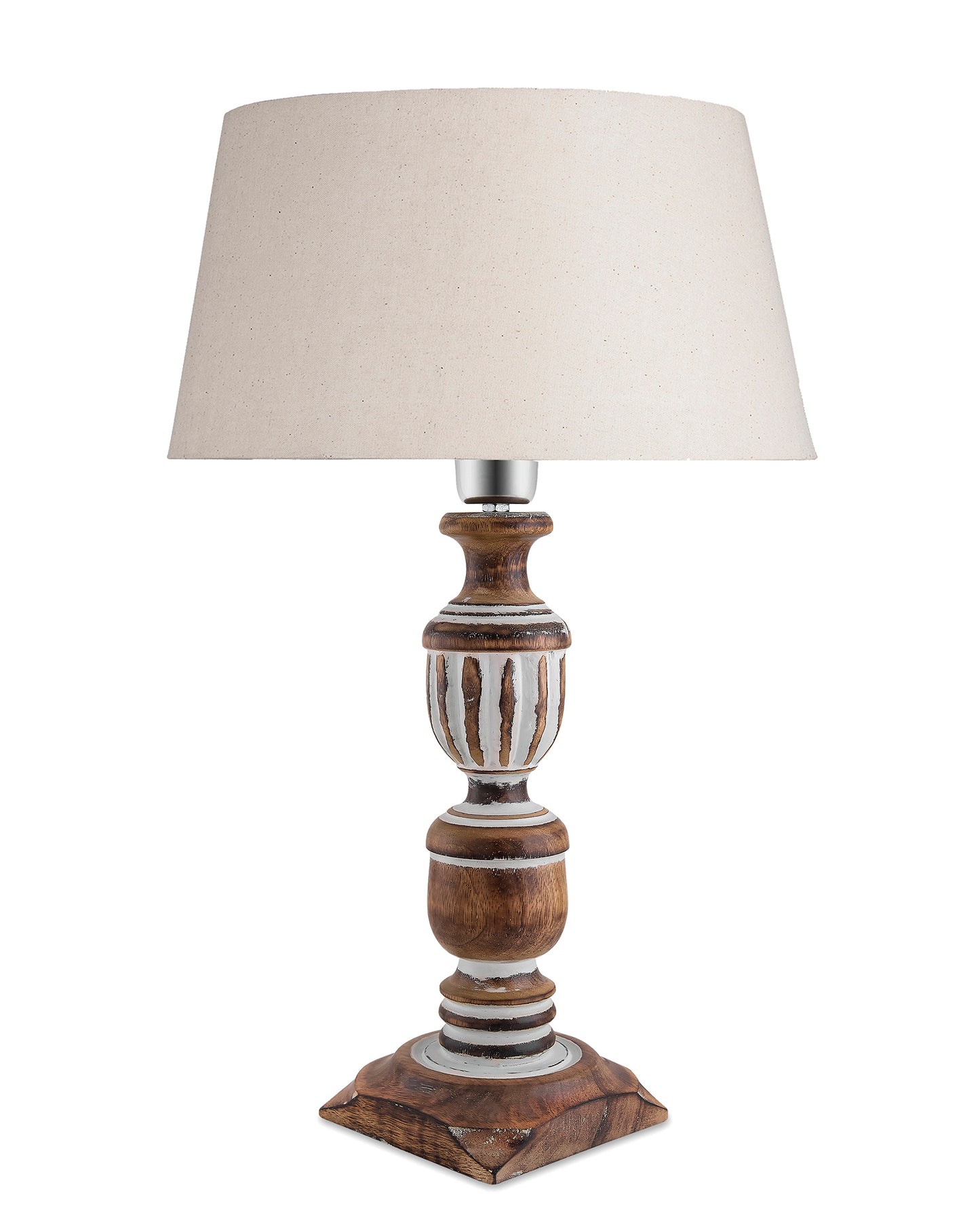 Antique White French Trophy Carved Table lamp with Empire Drum Shade