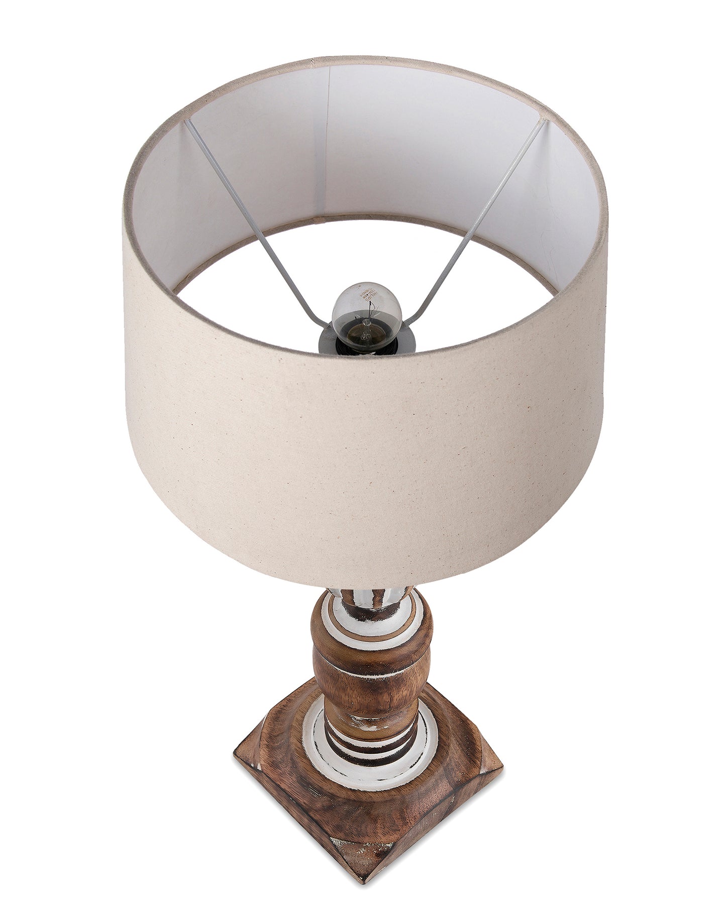 Antique White French Trophy Carved Table lamp with Empire Drum Shade