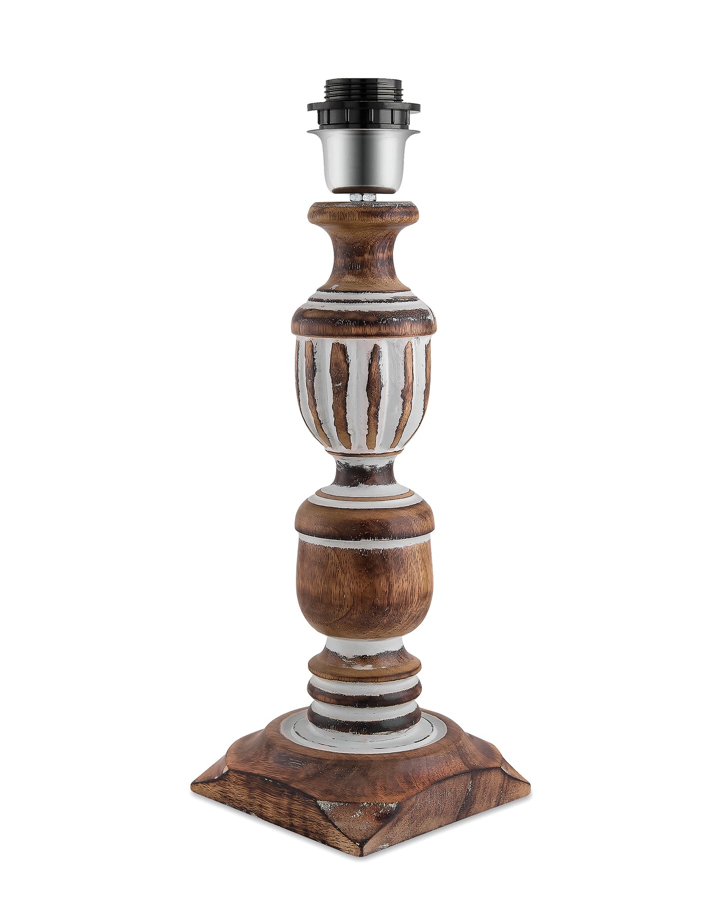 Antique White French Trophy Carved Table lamp with Empire Drum Shade