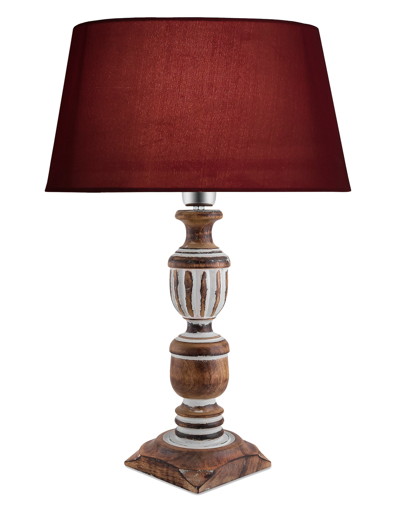 Antique White French Trophy Carved Table lamp with Empire Drum Shade