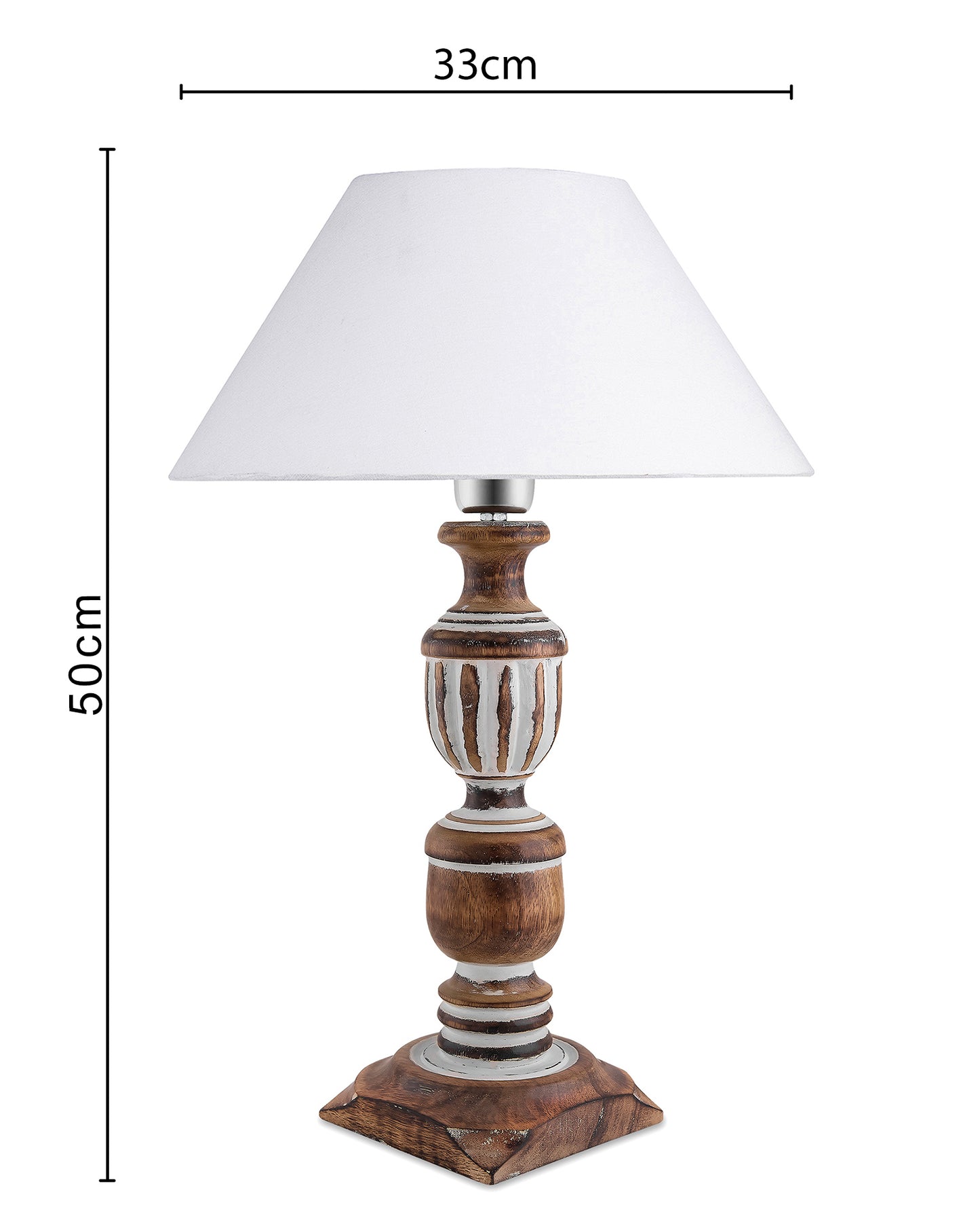 Antique White French Trophy Carved Table lamp with Cone Shade