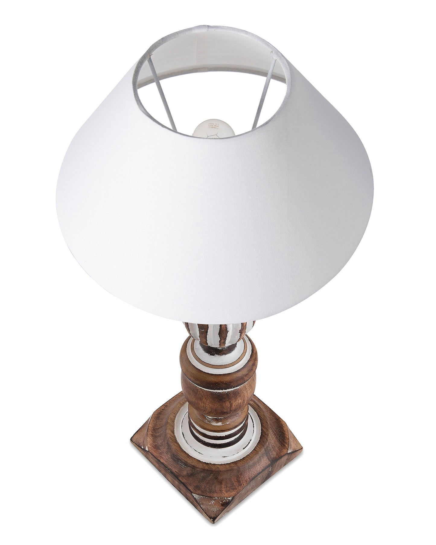 Antique White French Trophy Carved Table lamp with Cone Shade