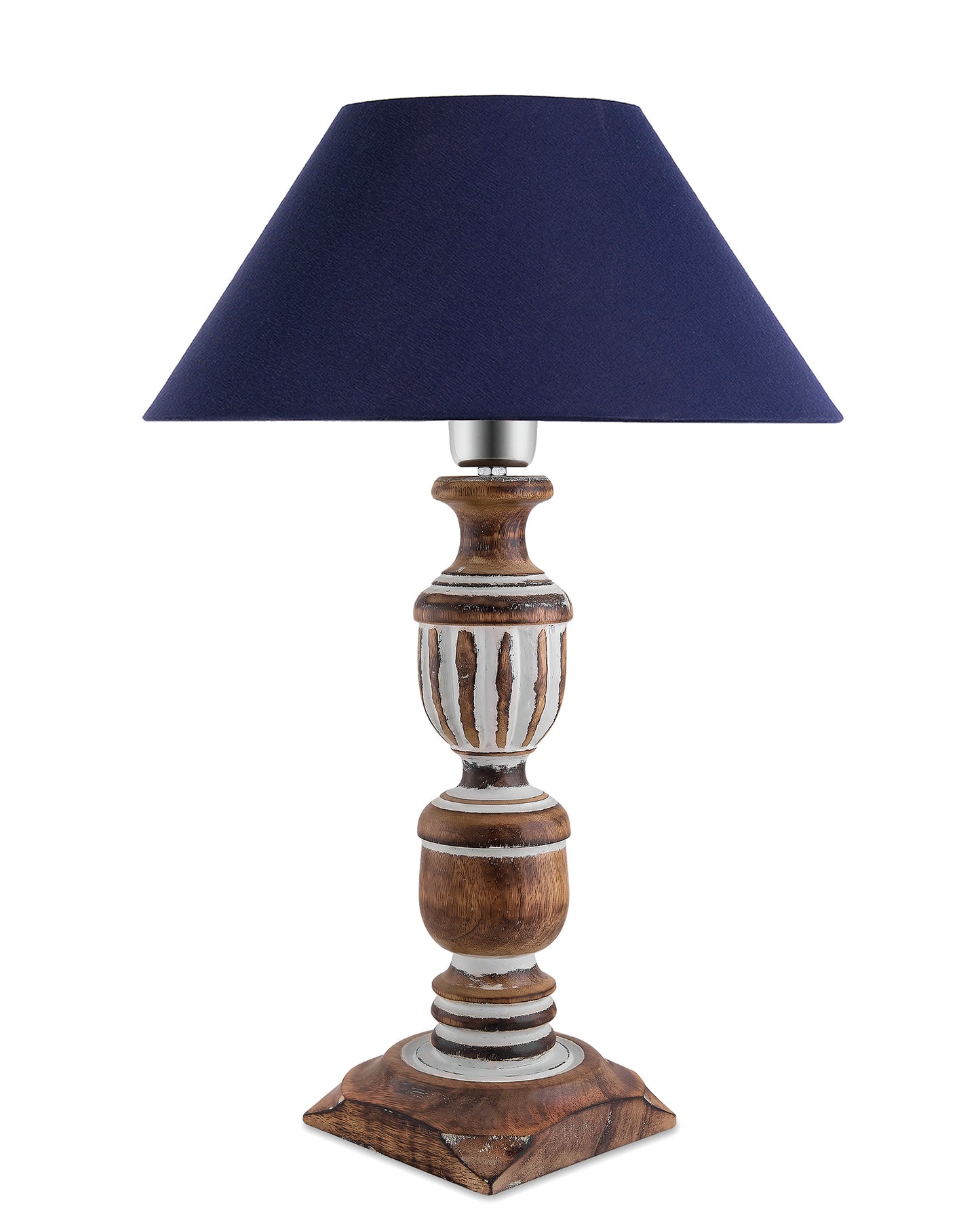 Antique White French Trophy Carved Table lamp with Cone Shade