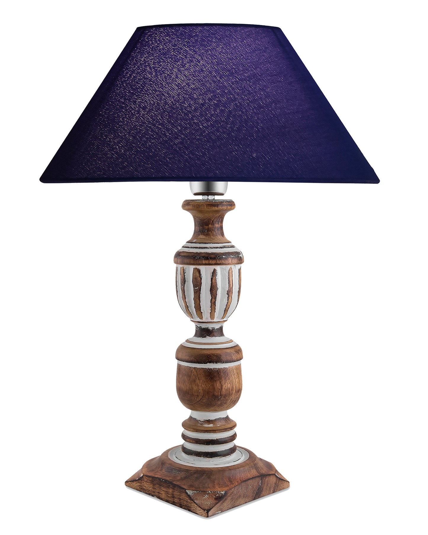 Antique White French Trophy Carved Table lamp with Cone Shade