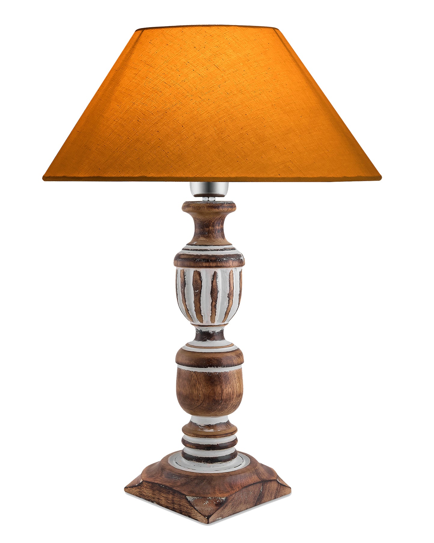 Antique White French Trophy Carved Table lamp with Cone Shade