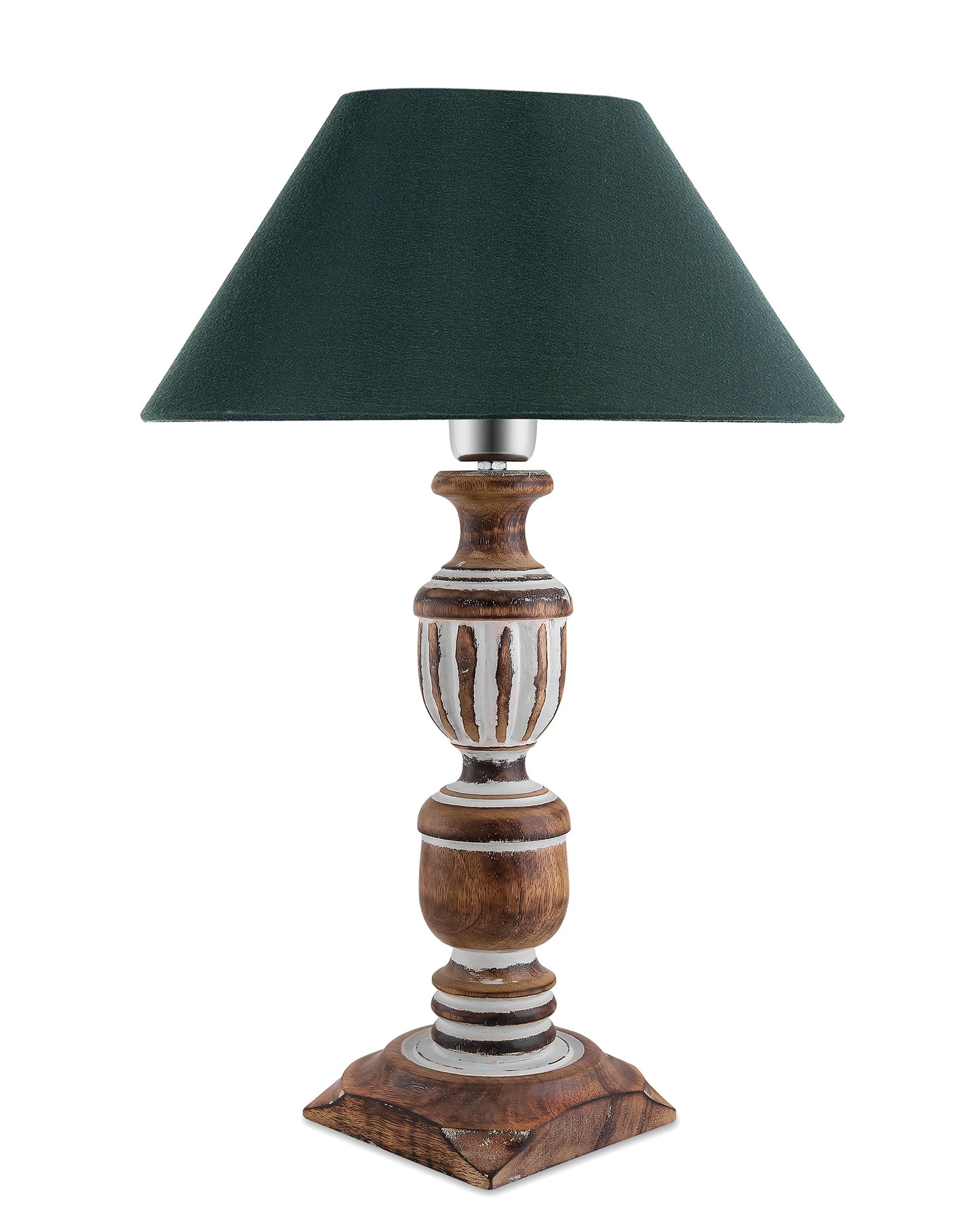 Antique White French Trophy Carved Table lamp with Cone Shade