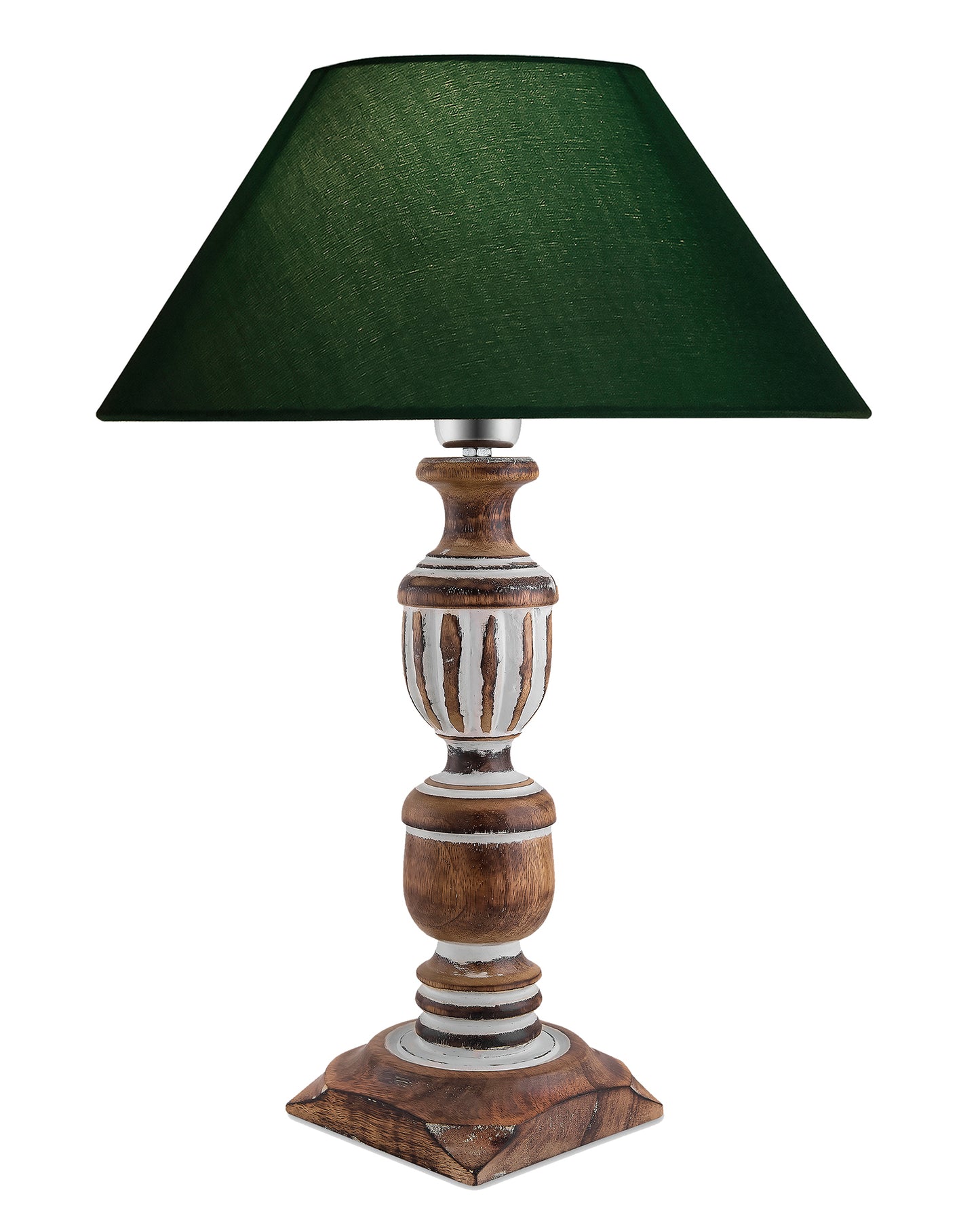 Antique White French Trophy Carved Table lamp with Cone Shade