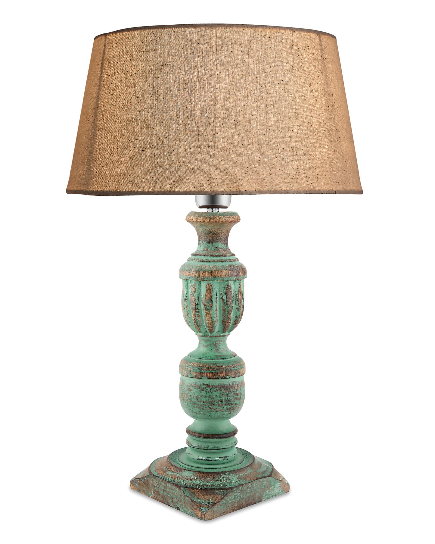Rustic Algae French Trophy Carved Table lamp with Empire Drum Shade