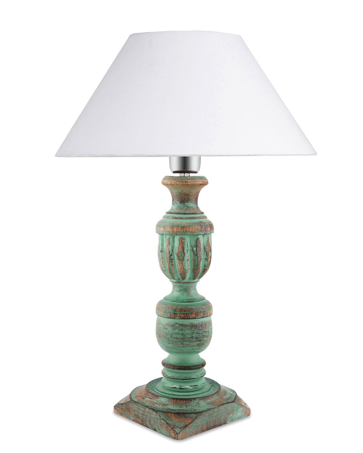 Rustic Algae French Trophy Carved Table lamp with Cone Shade